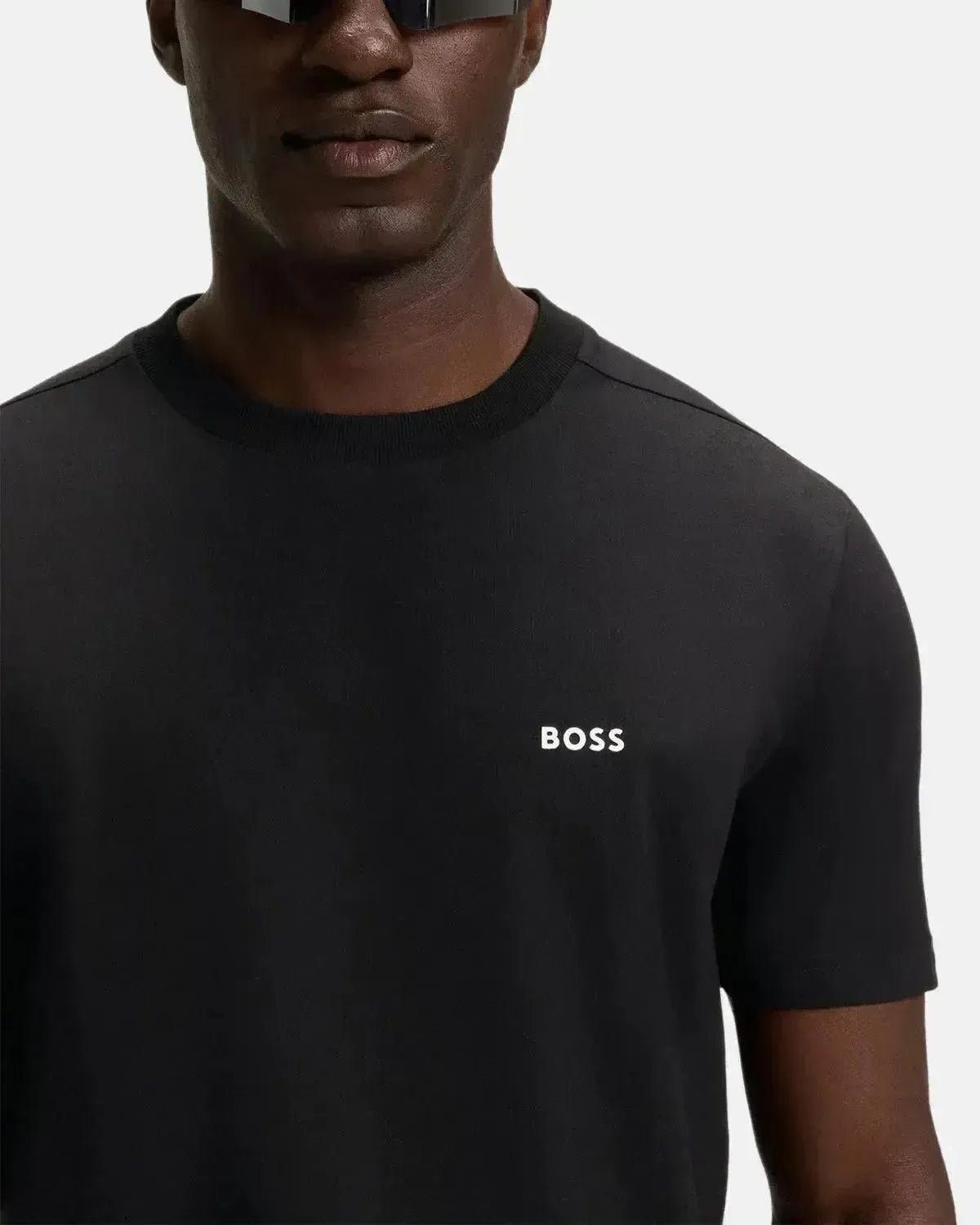 BOSS MENS STRETCH COTTON LOGO T - SHIRT BLACK | Studio DOS