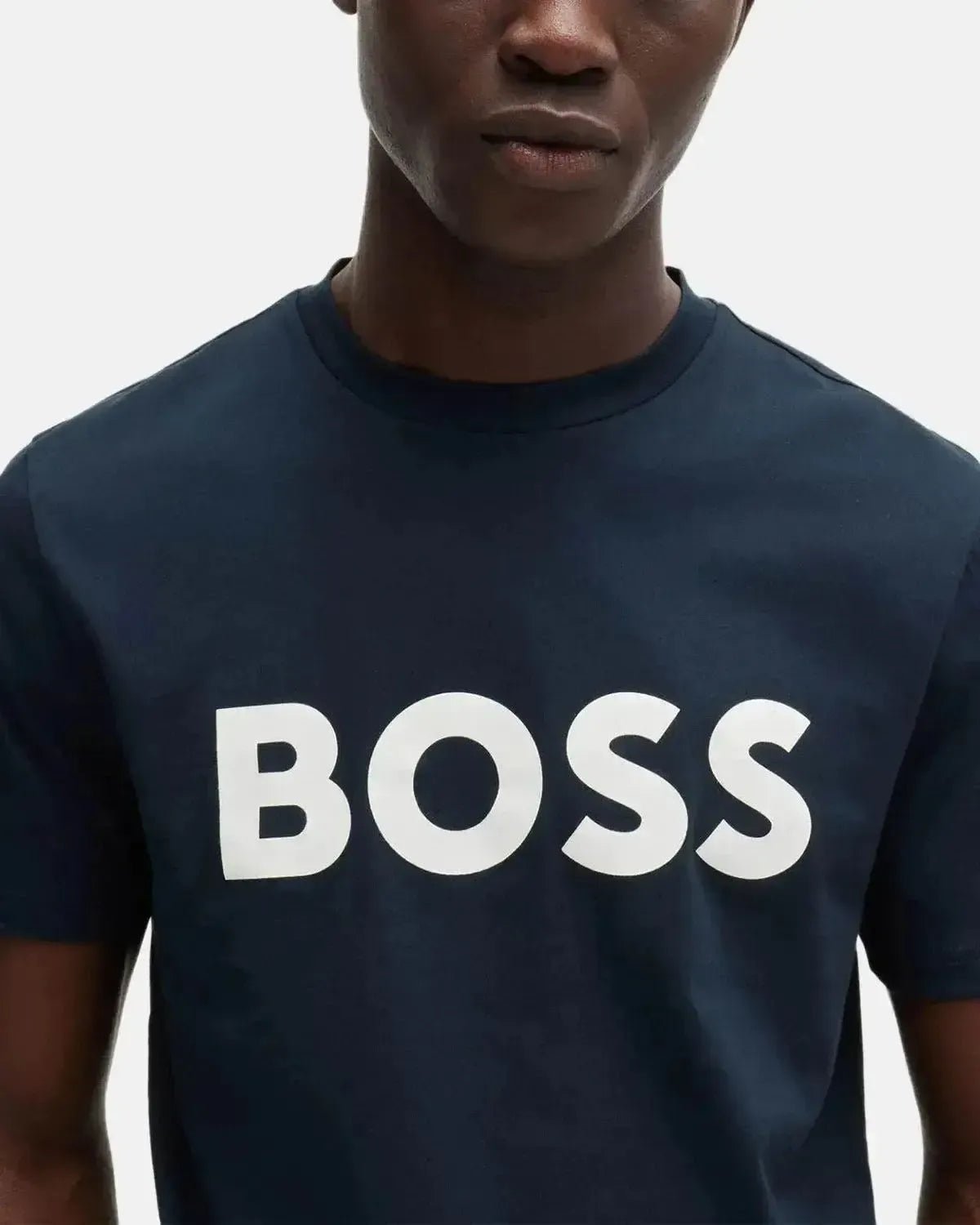BOSS MENS THINKING 1 RUBBER PRINT LOGO T - SHIRT DARK BLUE | Studio DOS
