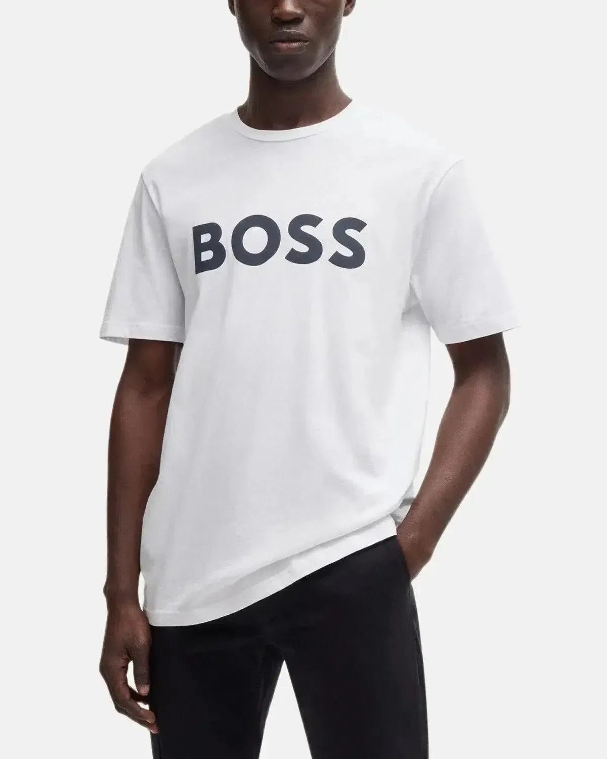 BOSS MENS THINKING 1 RUBBER PRINT LOGO T - SHIRT WHITE | Studio DOS