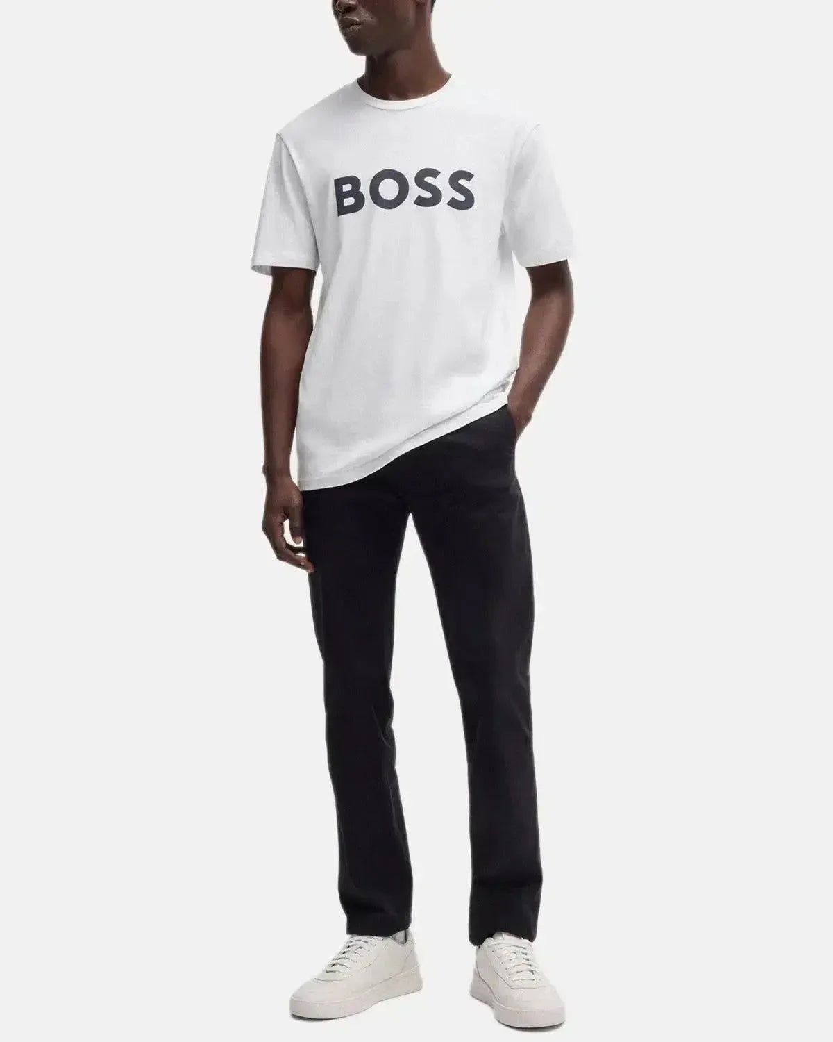 BOSS MENS THINKING 1 RUBBER PRINT LOGO T - SHIRT WHITE | Studio DOS