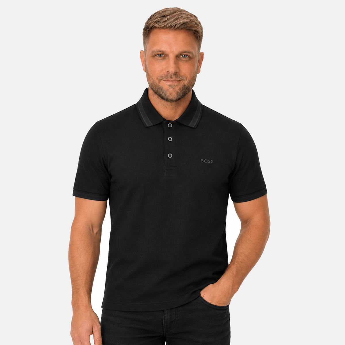 BOSS Paddy Piqué Polo Shirt Black | Studio DOS