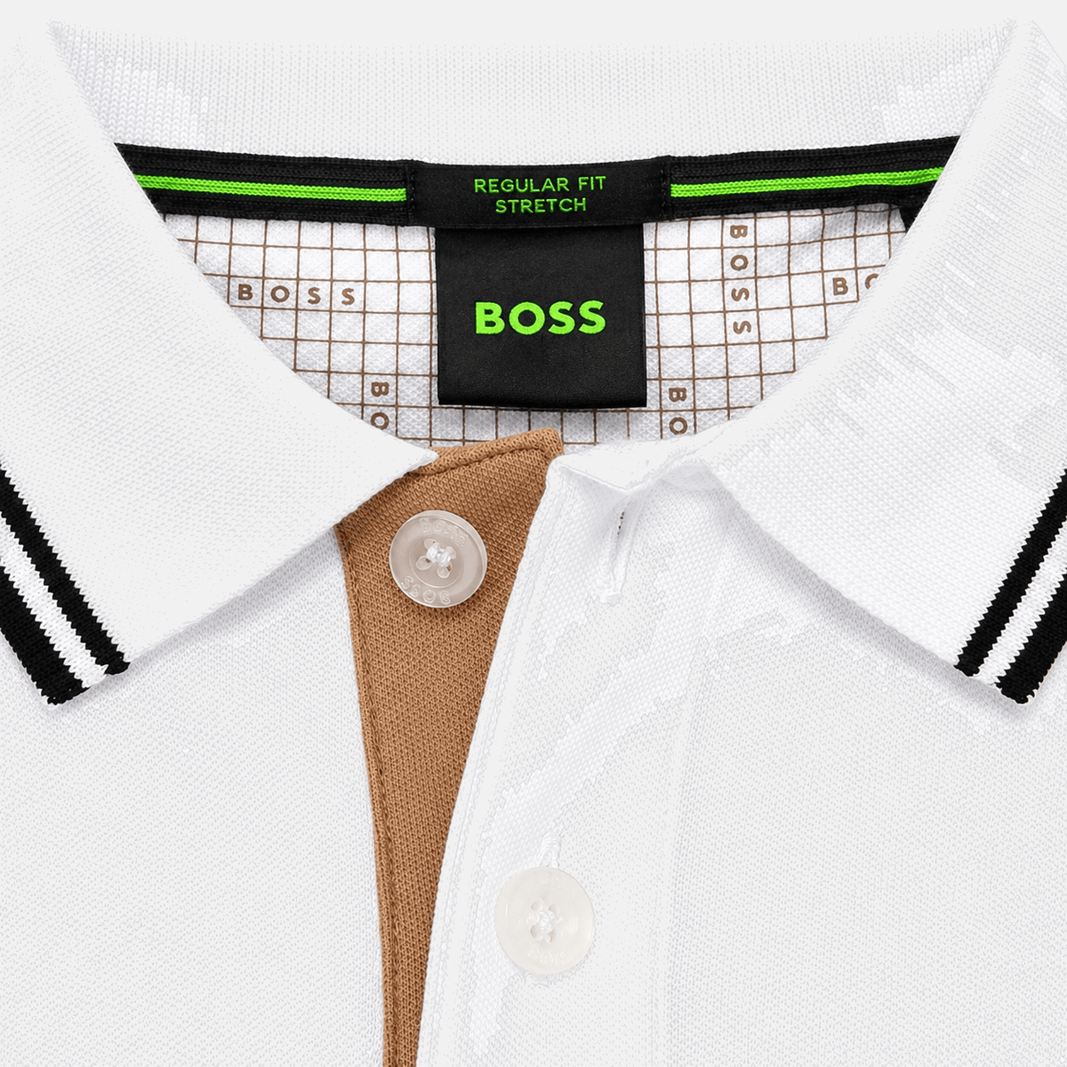 BOSS Paddy Pro Polo Shirt White/Black/Natural | Studio DOS
