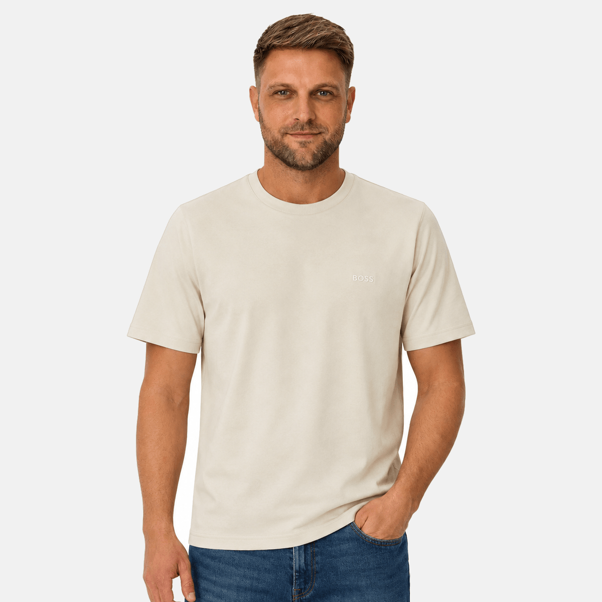 BOSS Pique Taddy T-Shirt Light Beige | Studio DOS
