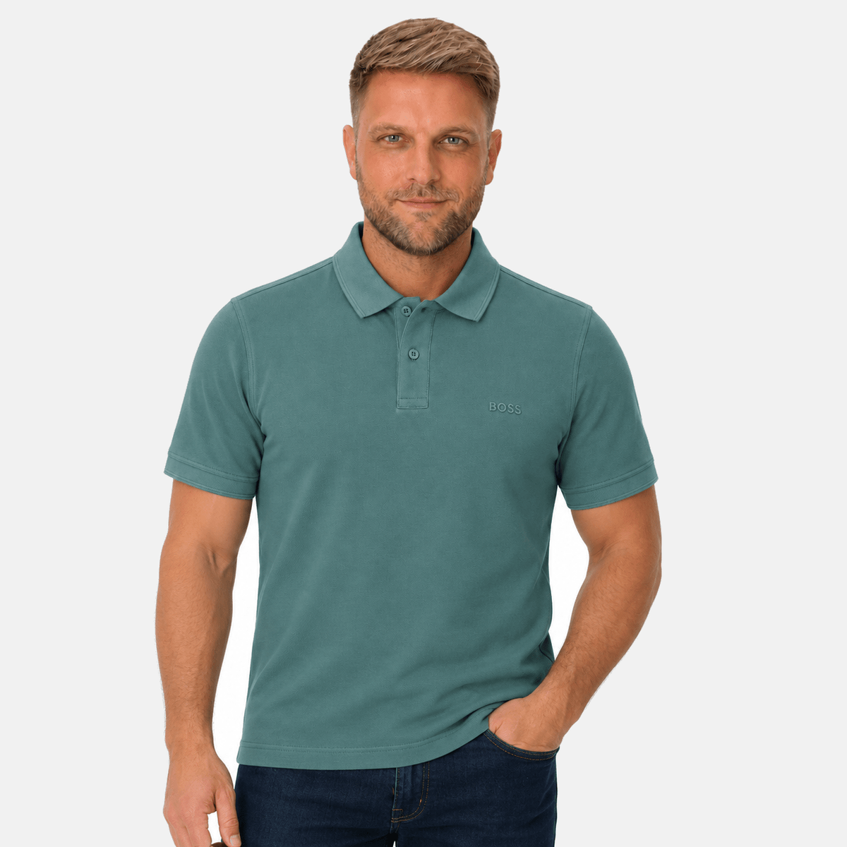 BOSS Prime Cotton Pique Polo Shirt Green | Studio DOS