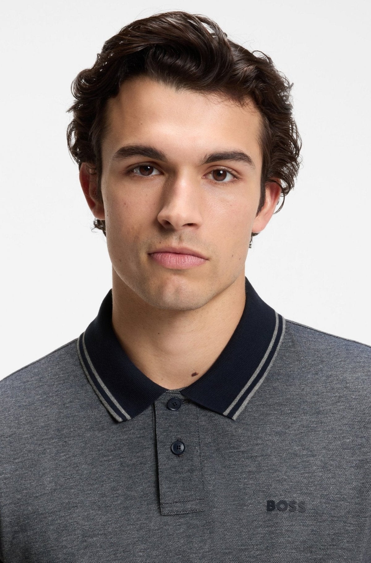 BOSS Relaxed Fit Oxford Piqué New Polo Shirt Dark Blue | Studio DOS