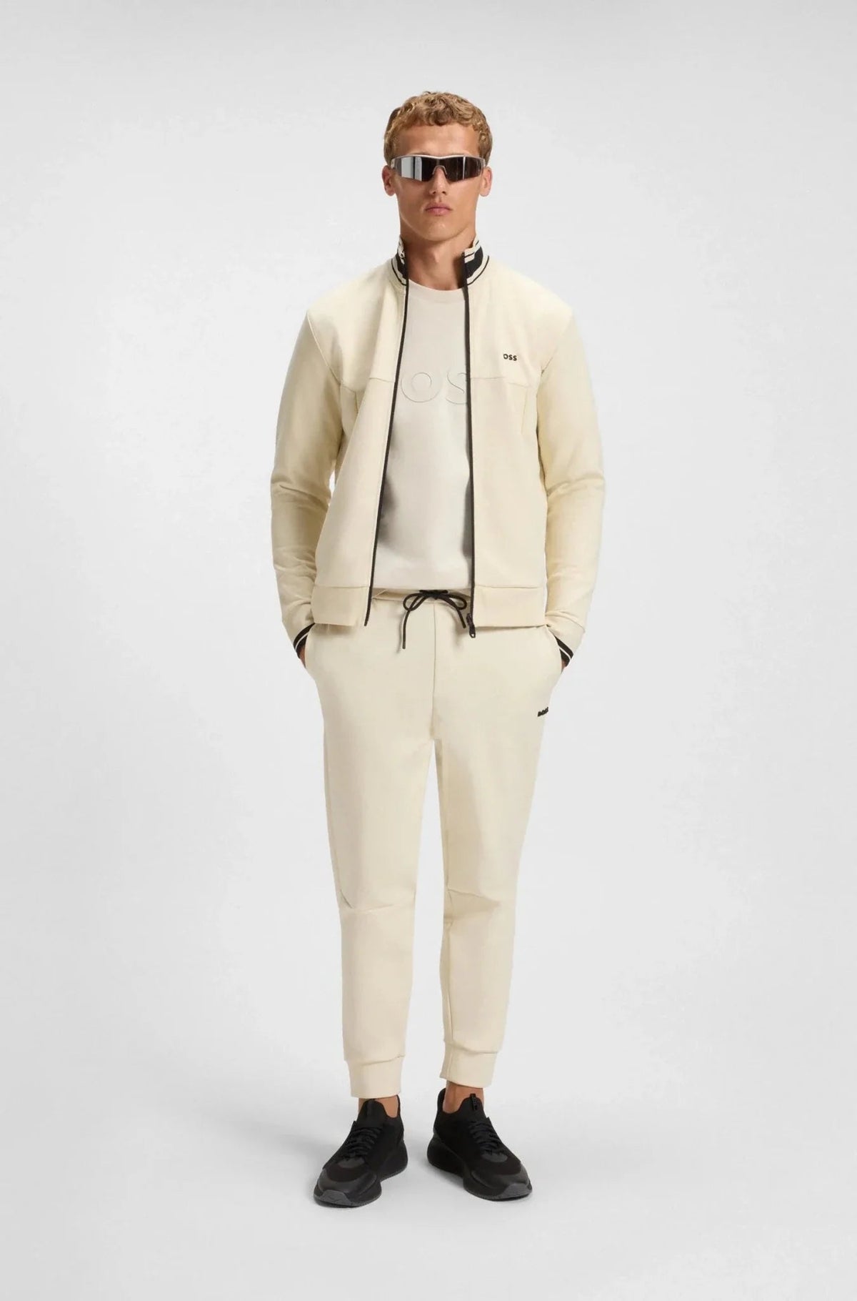 BOSS Salbo Tonal Logo Sweatshirt Open White | Studio DOS