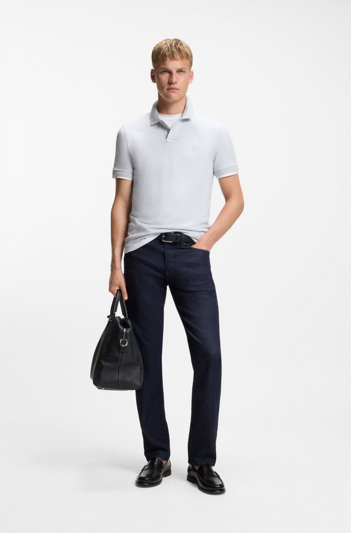 BOSS Slim Fit Passenger Polo Shirt Light Pastel Grey | Studio DOS