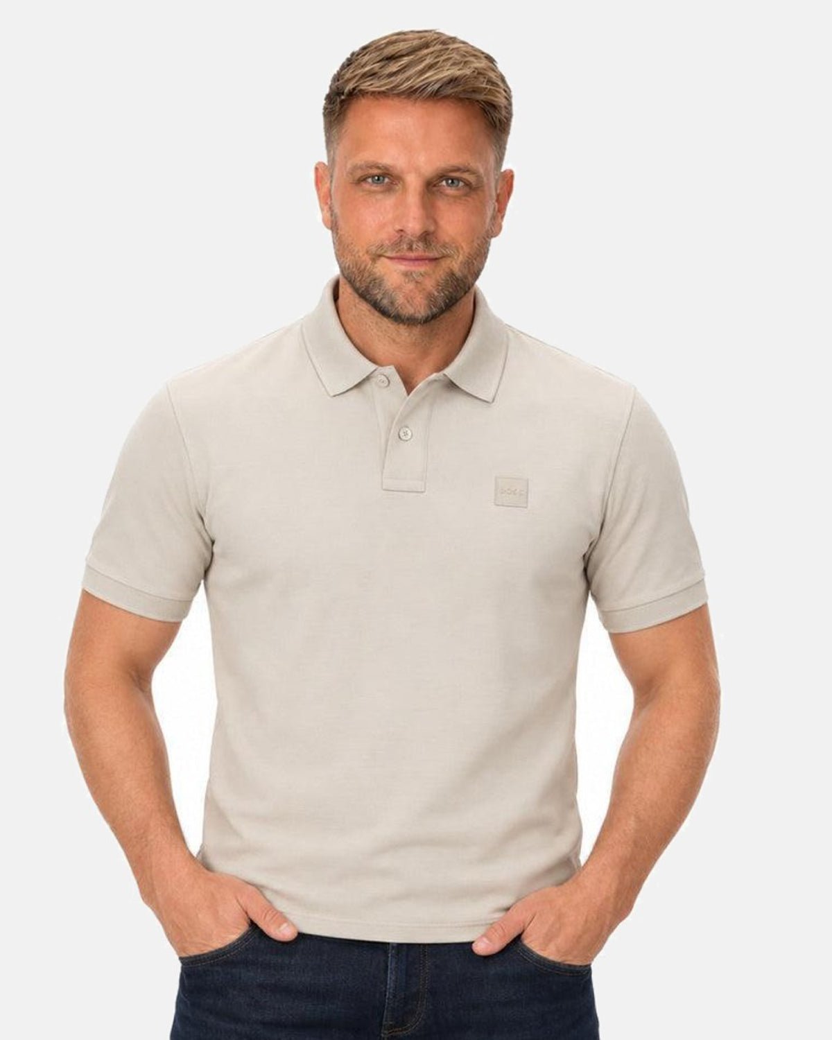 BOSS Slim Fit Passenger Polo Shirt Open Grey | Studio DOS