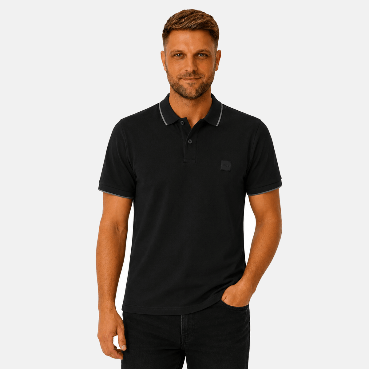 BOSS Slim Fit Passertip Polo Shirt Black | Studio DOS
