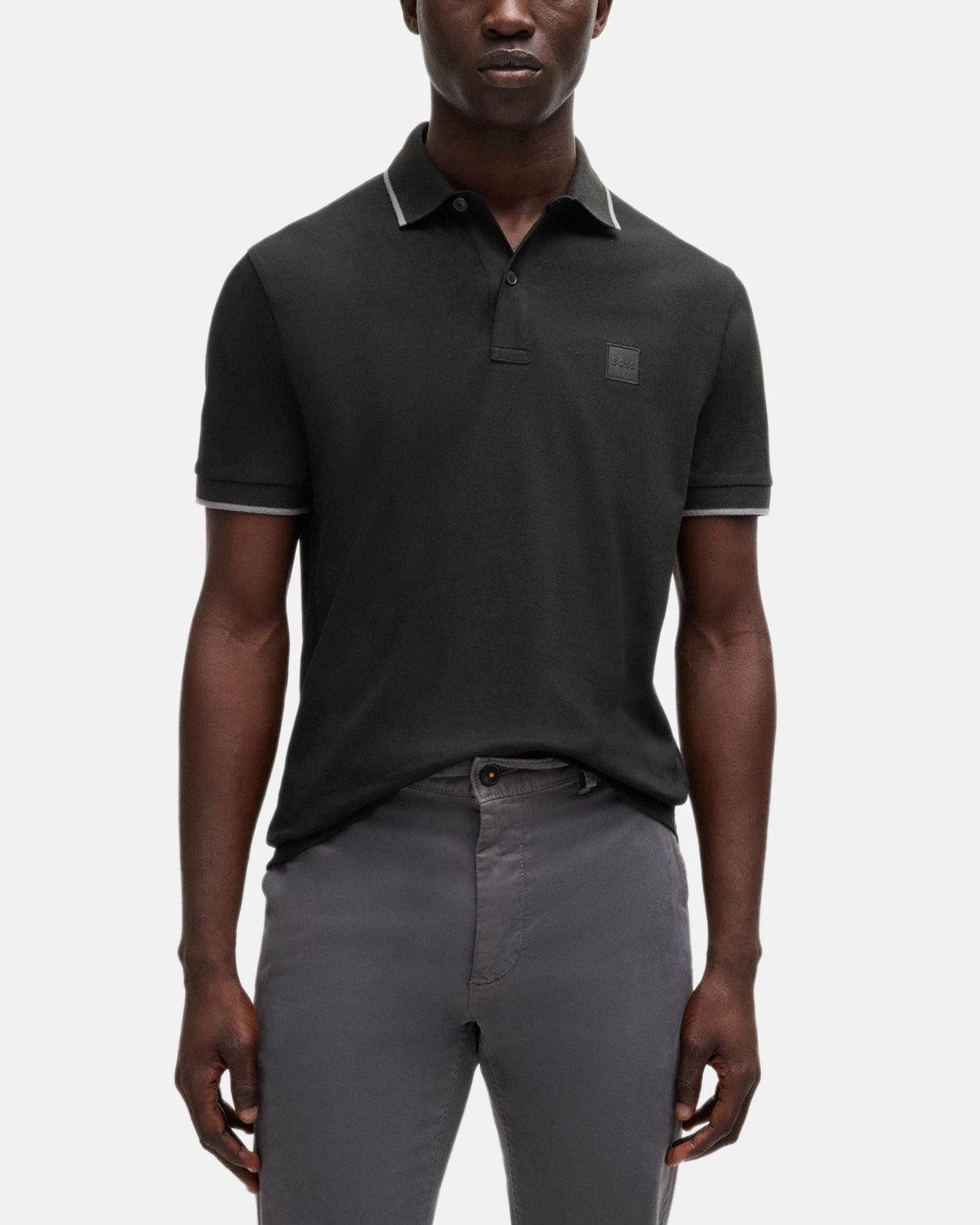 BOSS Slim Fit Passertip Polo Shirt Black | Studio DOS