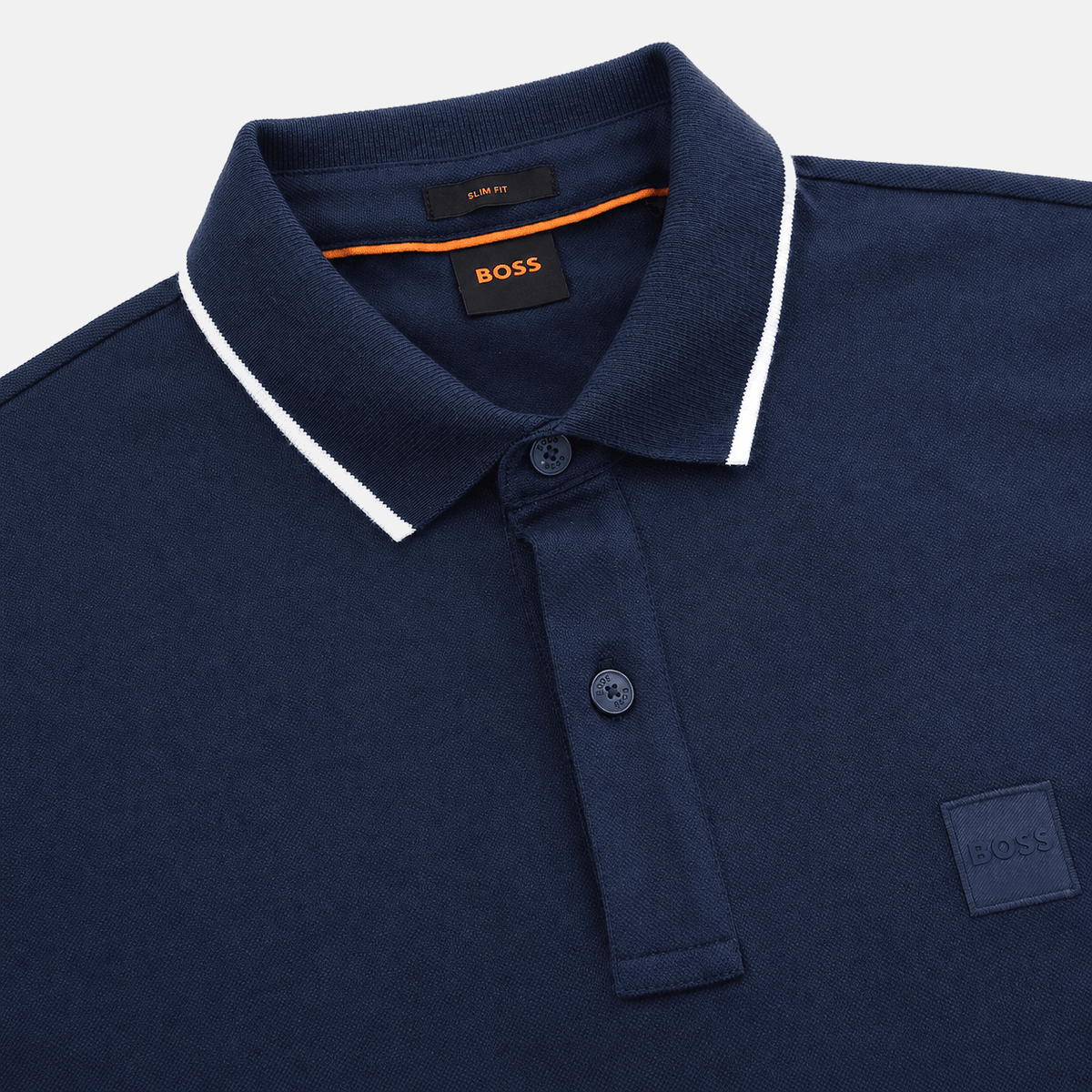 BOSS Slim Fit Passertip Polo Shirt Navy Blue/White | Studio DOS