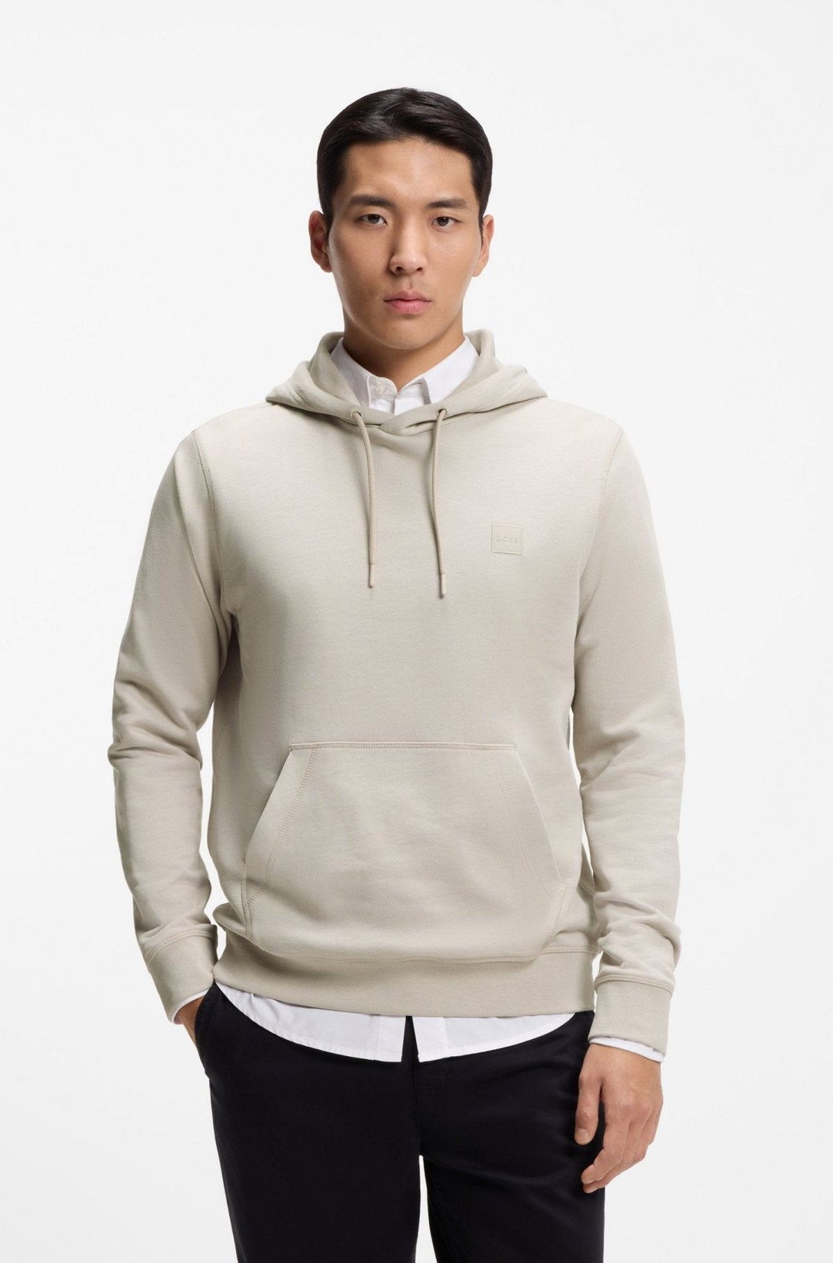 BOSS Wetalk Logo Patch Hoodie Light Grey | Studio DOS