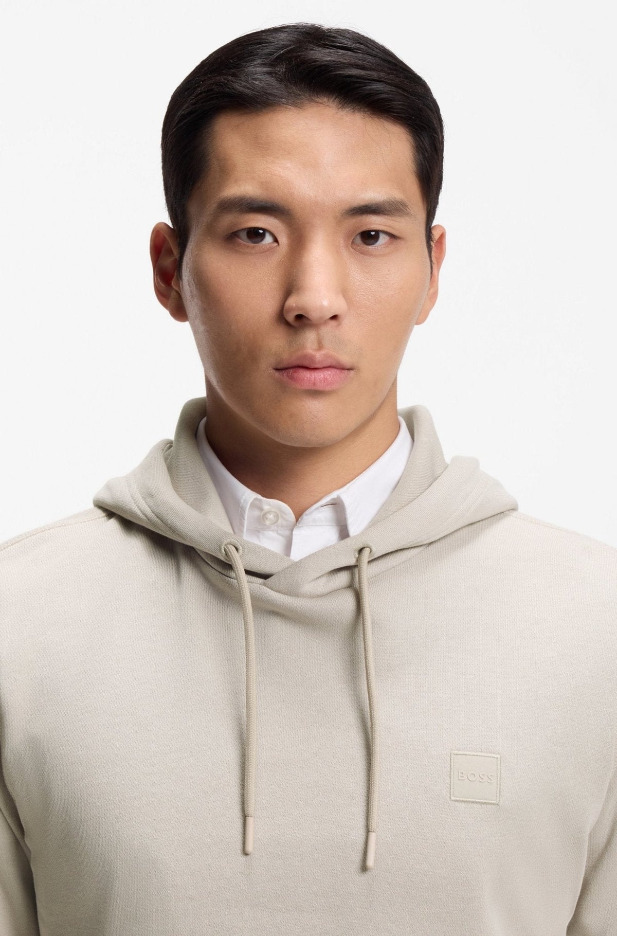 BOSS Wetalk Logo Patch Hoodie Light Grey | Studio DOS