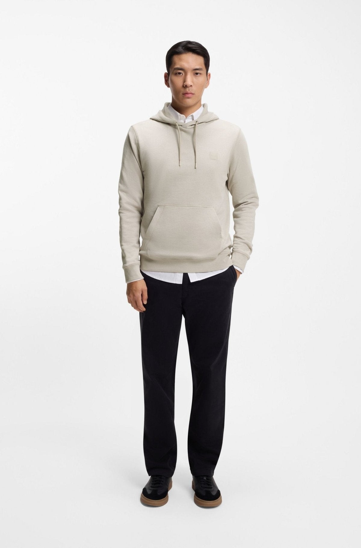 BOSS Wetalk Logo Patch Hoodie Light Grey | Studio DOS
