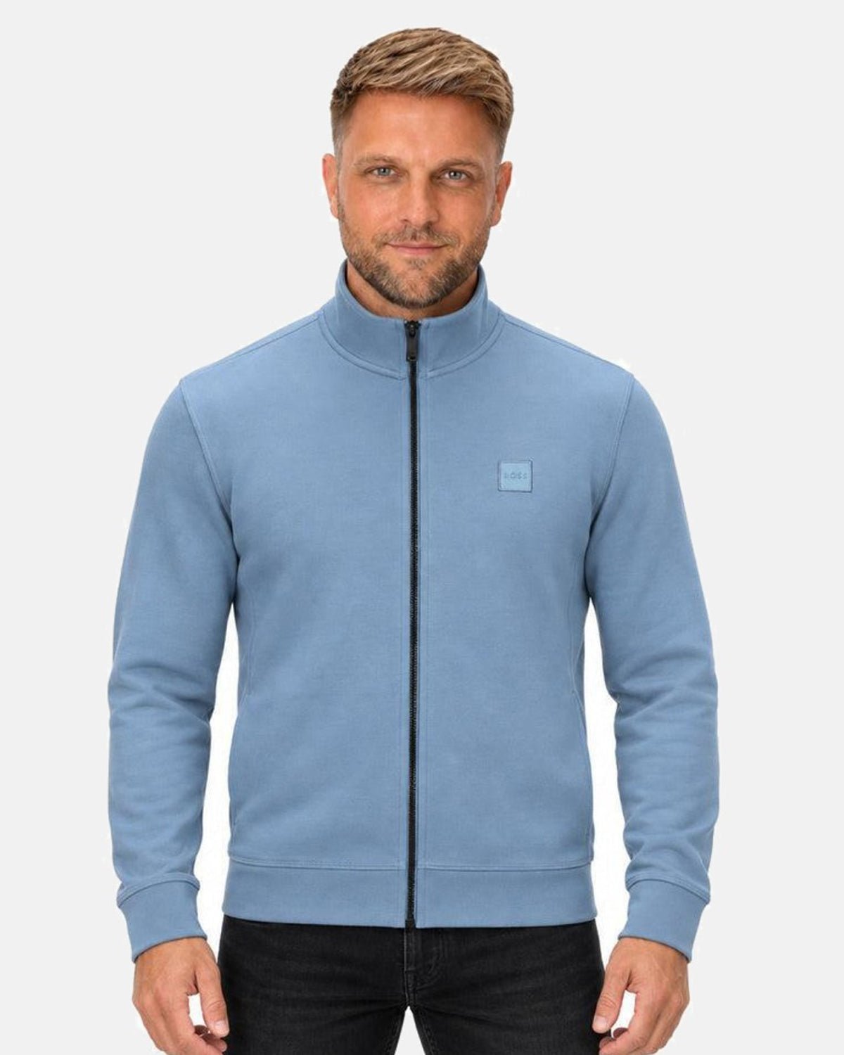 BOSS Zestart Zip Through Sweatshirt Light Pastel Blue | Studio DOS