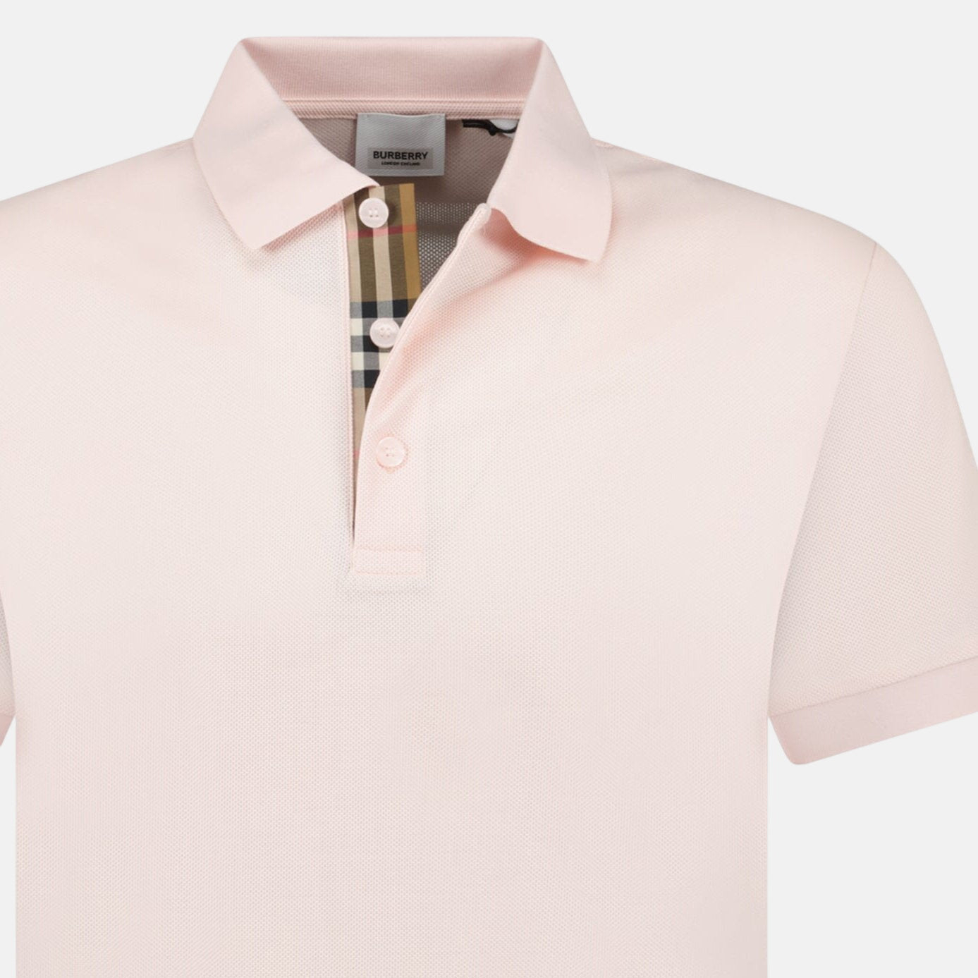 Burberry 'Hartford' Check Placket Polo Shirt Pink | Studio DOS
