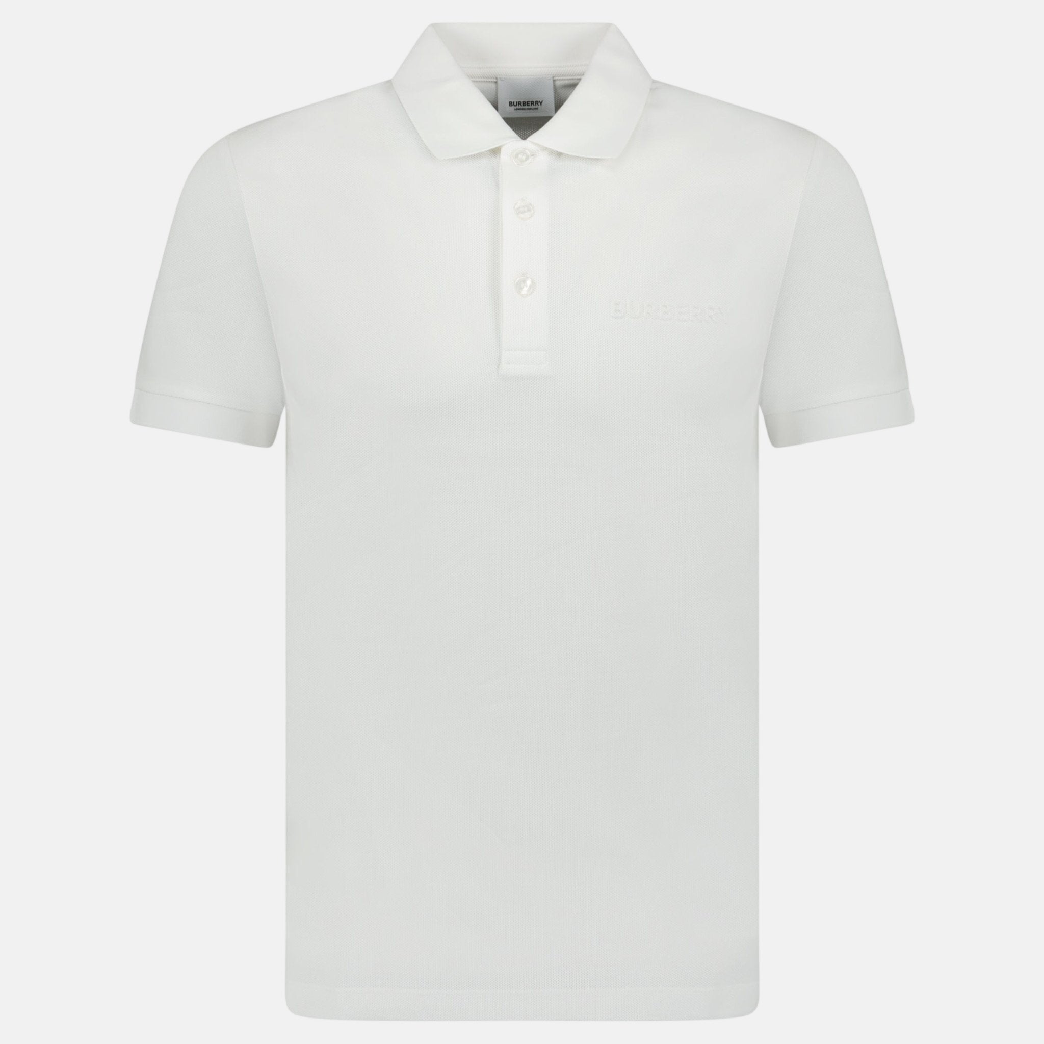 Burberry 'Hartford' Embossed Logo Polo Shirt White | Studio DOS