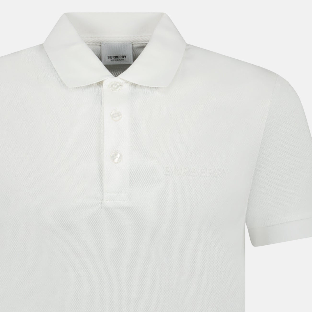 Burberry 'Hartford' Embossed Logo Polo Shirt White | Studio DOS