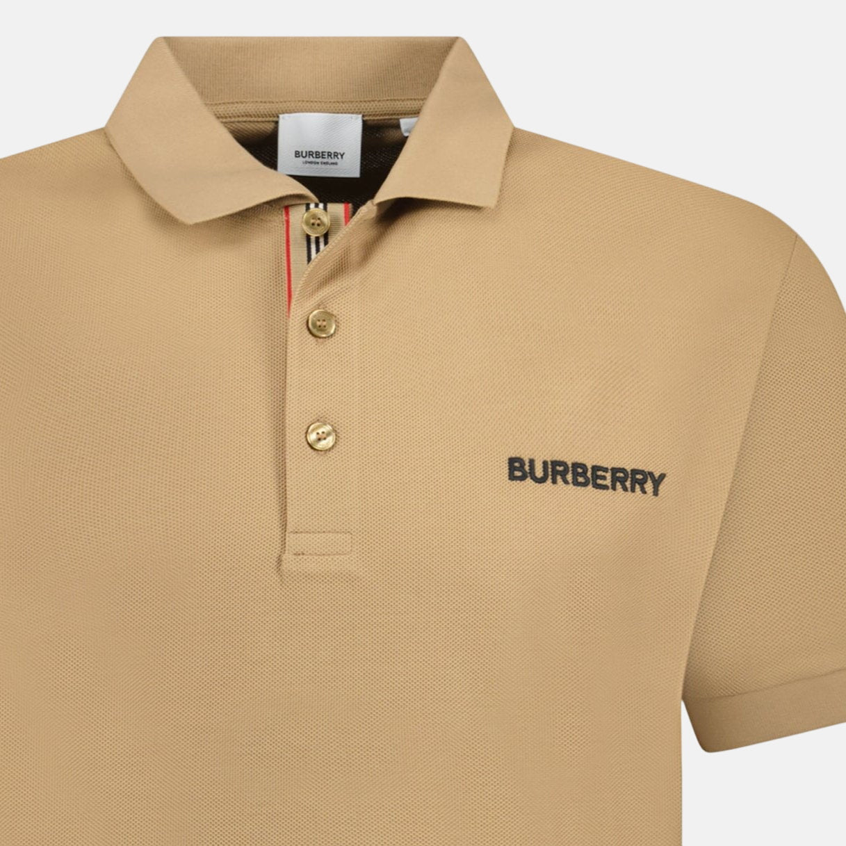 Burberry 'Hartford' Embroidery Logo Check Polo Shirt Camel Beige | Studio DOS
