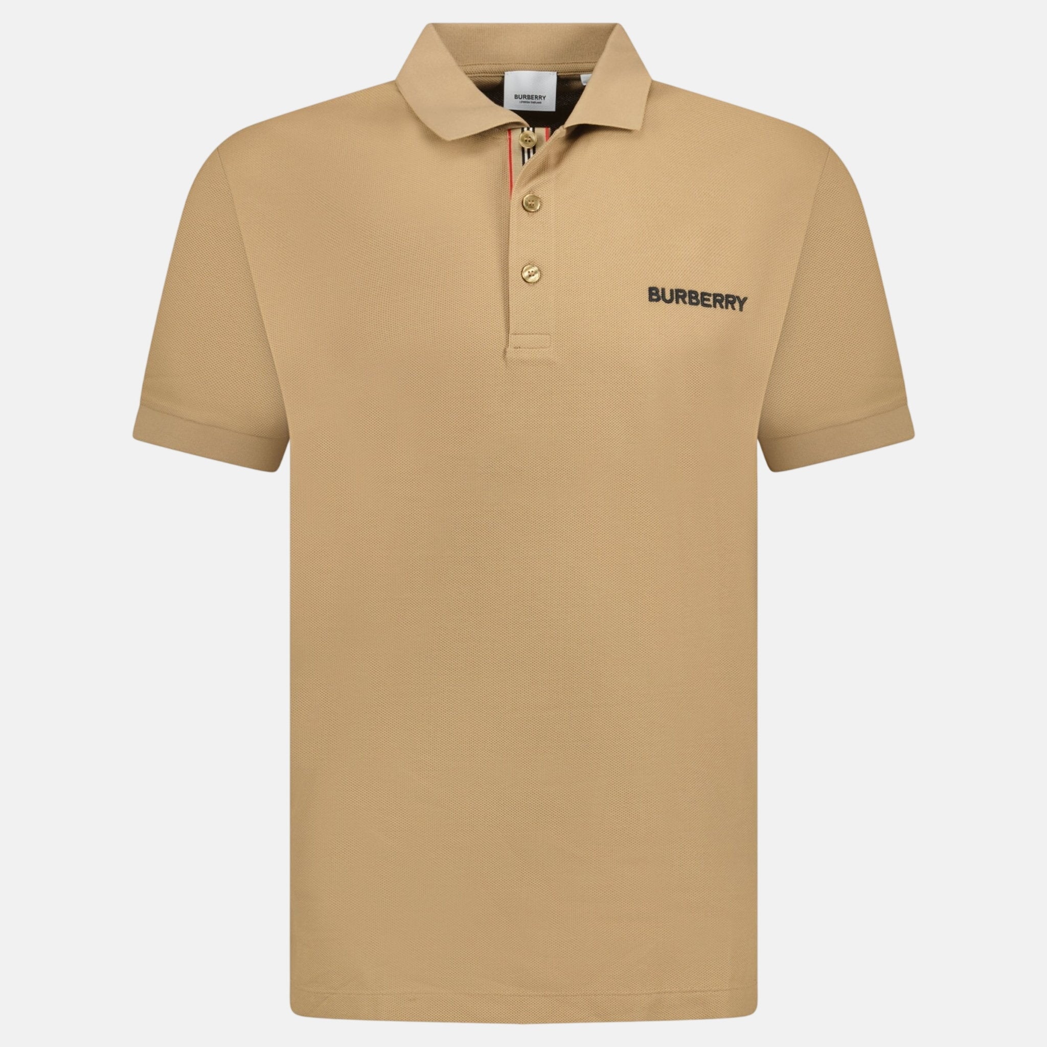 Burberry 'Hartford' Embroidery Logo Check Polo Shirt Camel Beige | Studio DOS