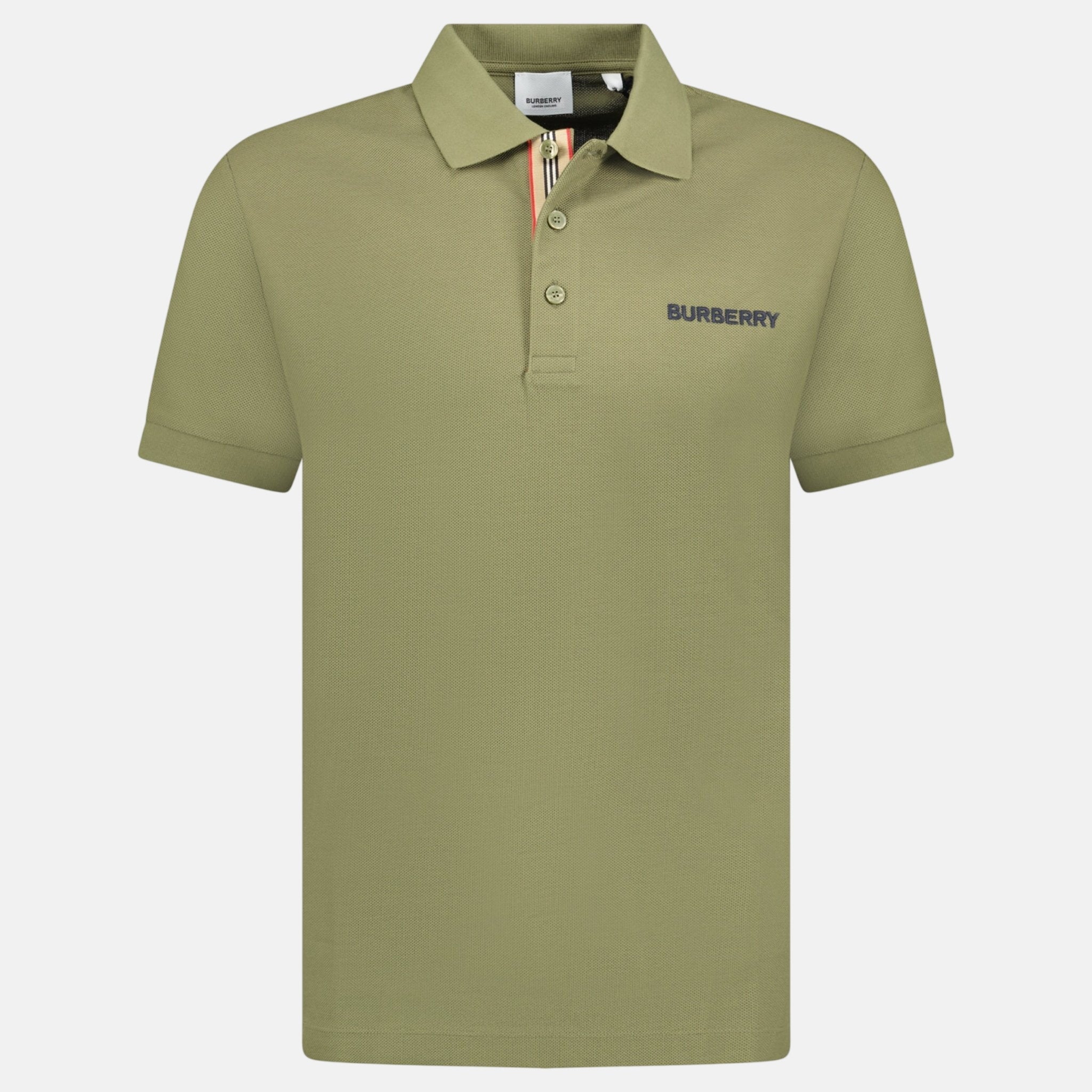 Burberry 'Hartford' Embroidery Logo Check Polo Shirt Olive | Studio DOS