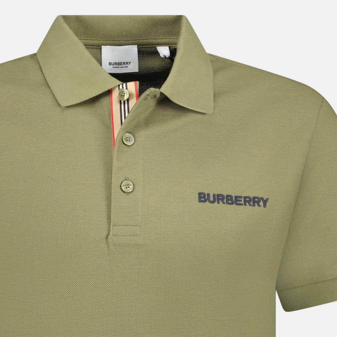 Burberry 'Hartford' Embroidery Logo Check Polo Shirt Olive | Studio DOS