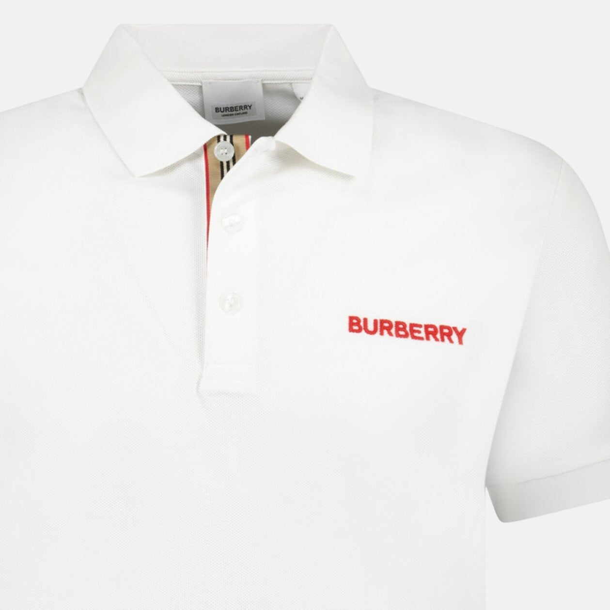 Burberry 'Hartford' Embroidery Logo Check Polo Shirt White | Studio DOS