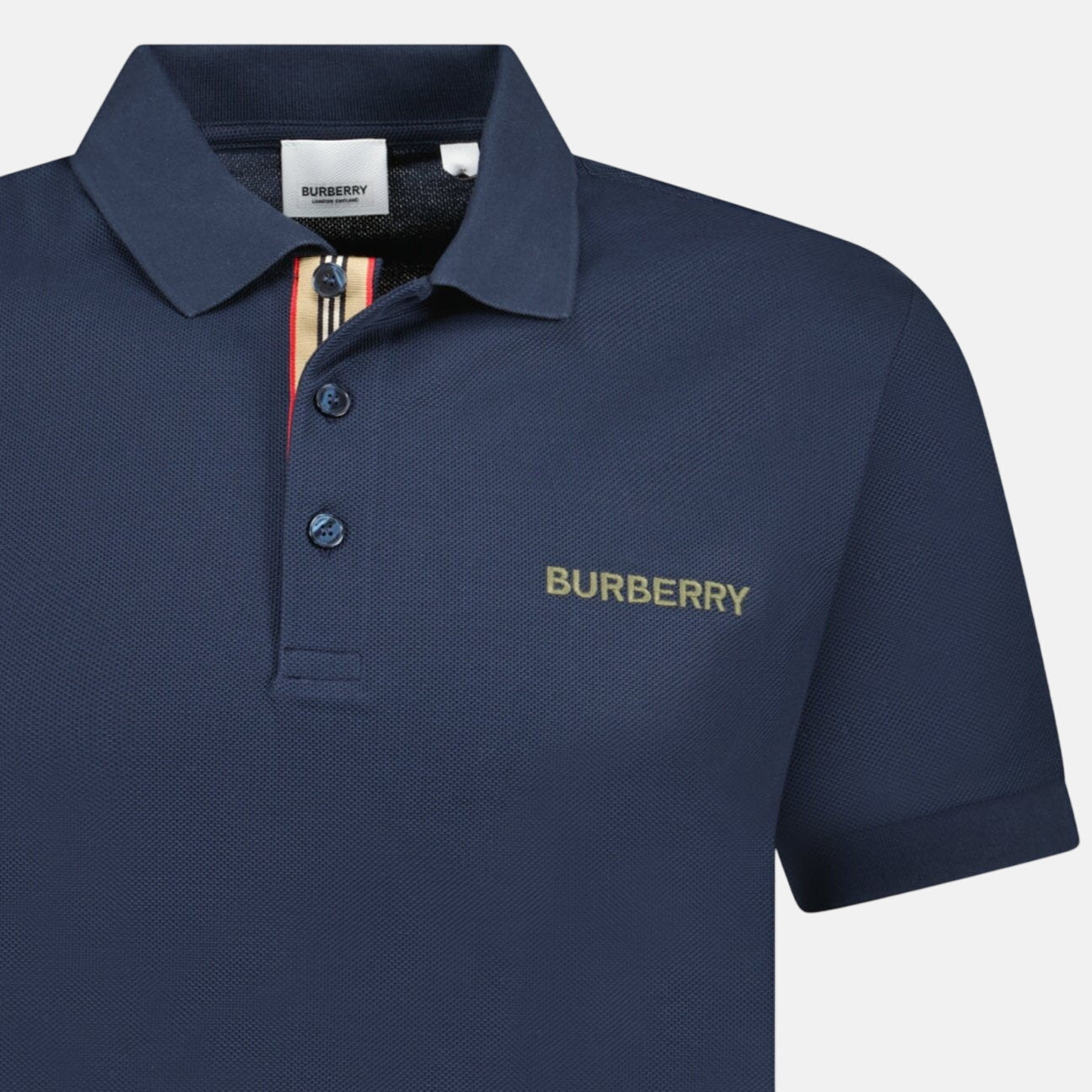 Burberry 'Hartford' Embroidery Logo Signature Stripe Polo Shirt Navy | Studio DOS