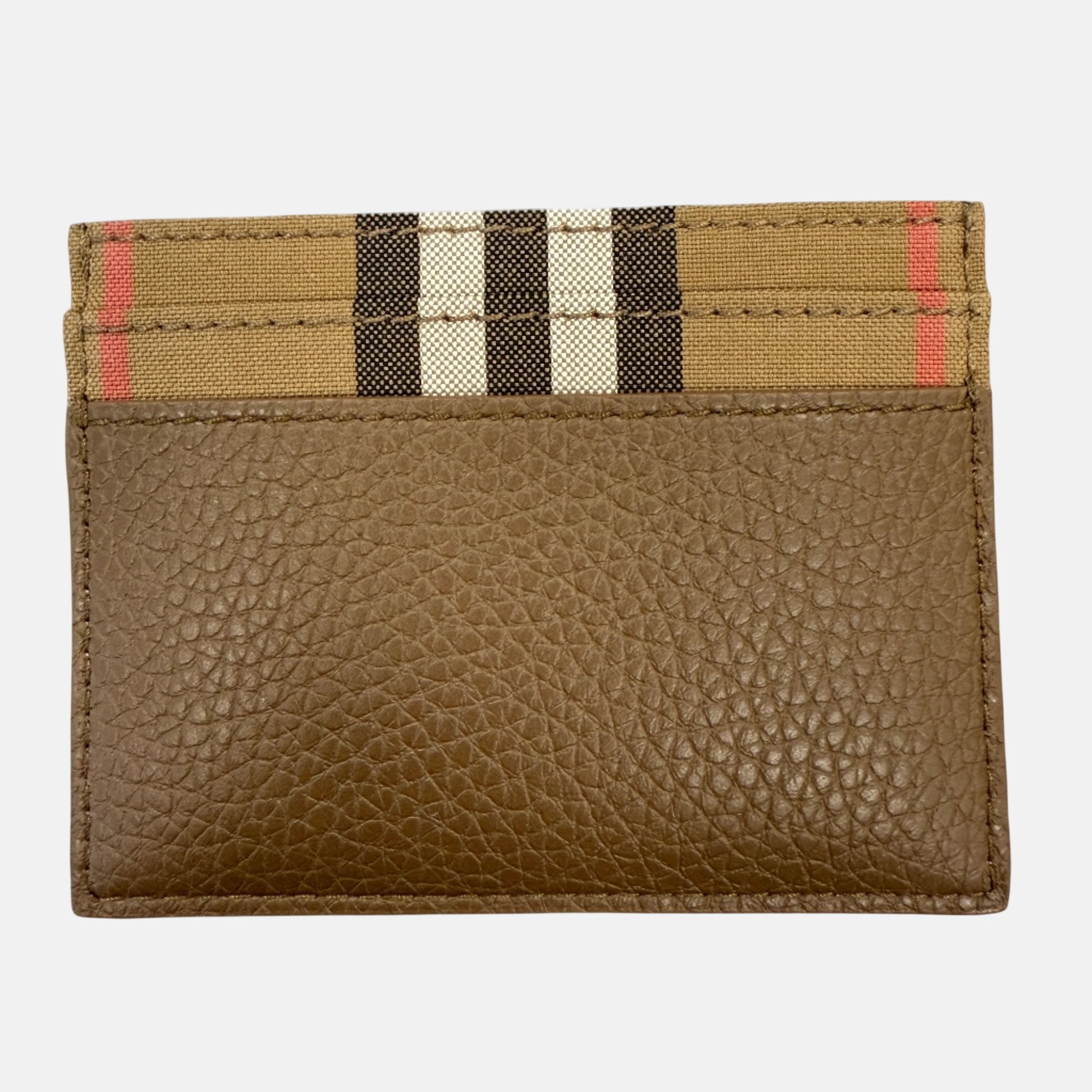 Burberry Leather Canvas Classic Check Card Holder Brown | Studio DOS