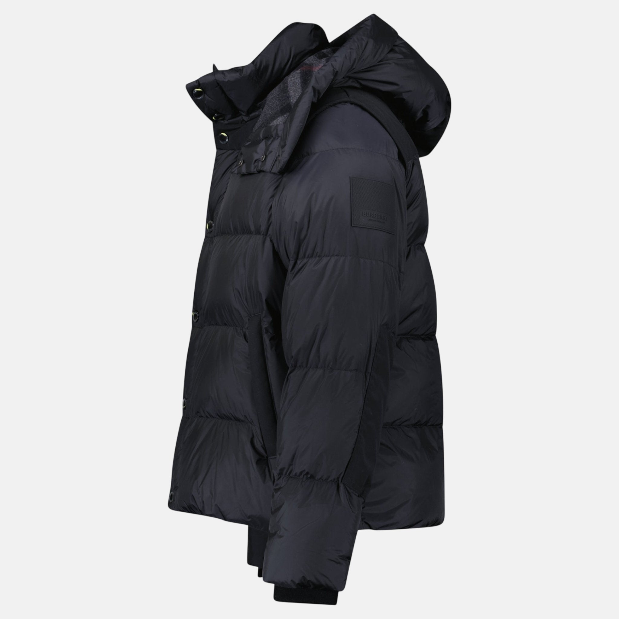 Burberry 'Leeds' Detachable Sleeve Hooded Down Jacket Black | Studio DOS
