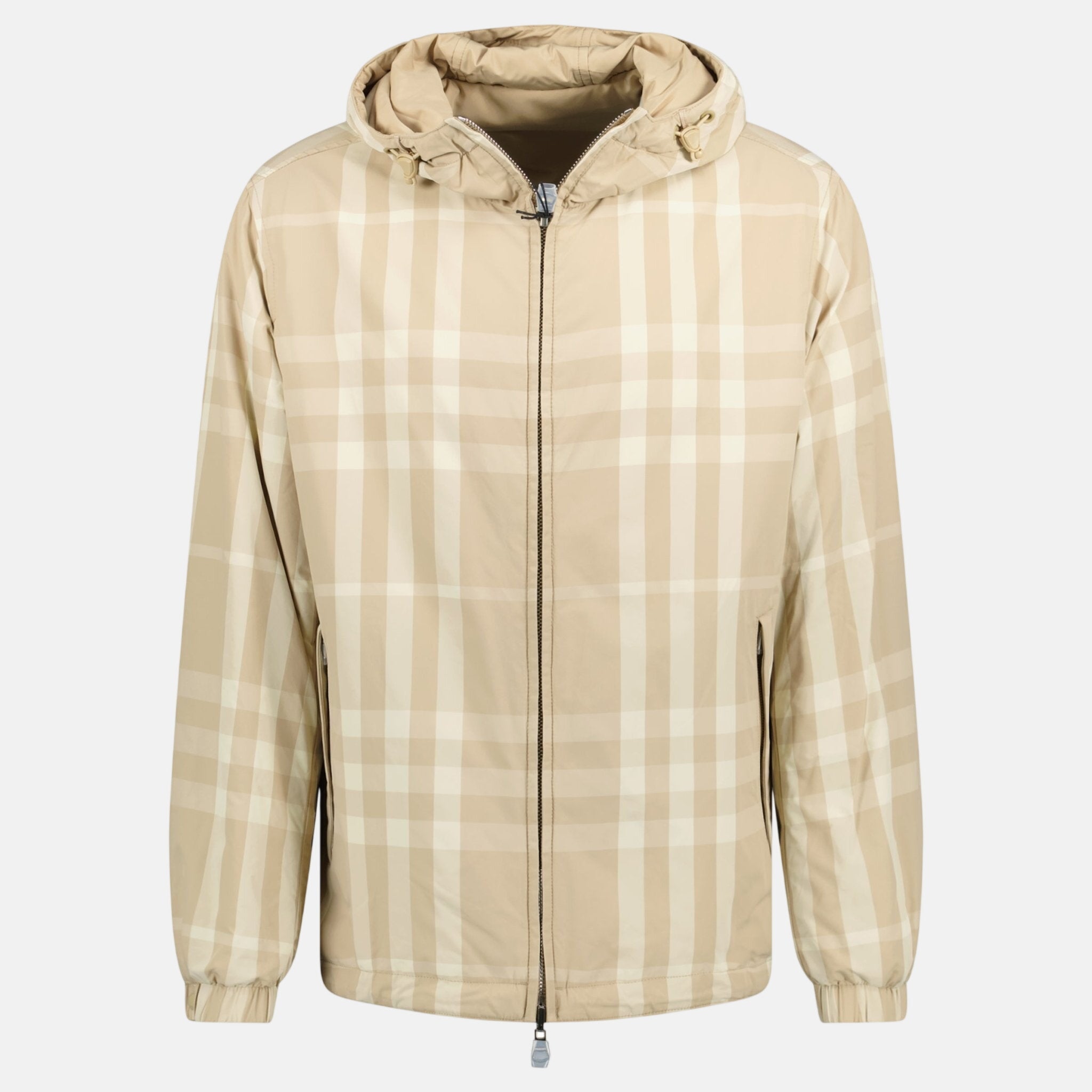 Burberry 'Stanford' Reversible Check Rear Logo Hooded Padded Jacket Beige | Studio DOS