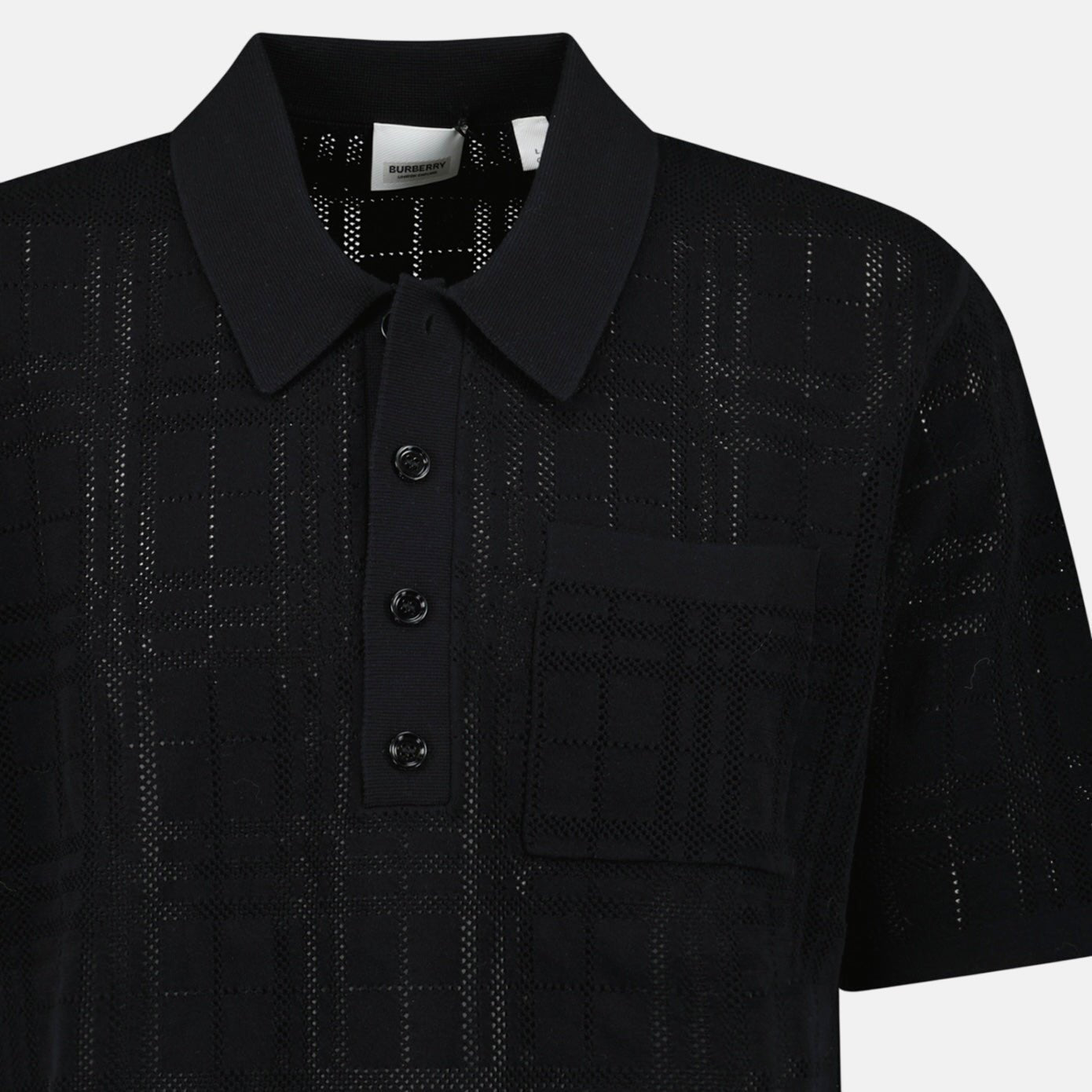 Burberry Tristam Check Knitted Polo Shirt Black | Studio DOS