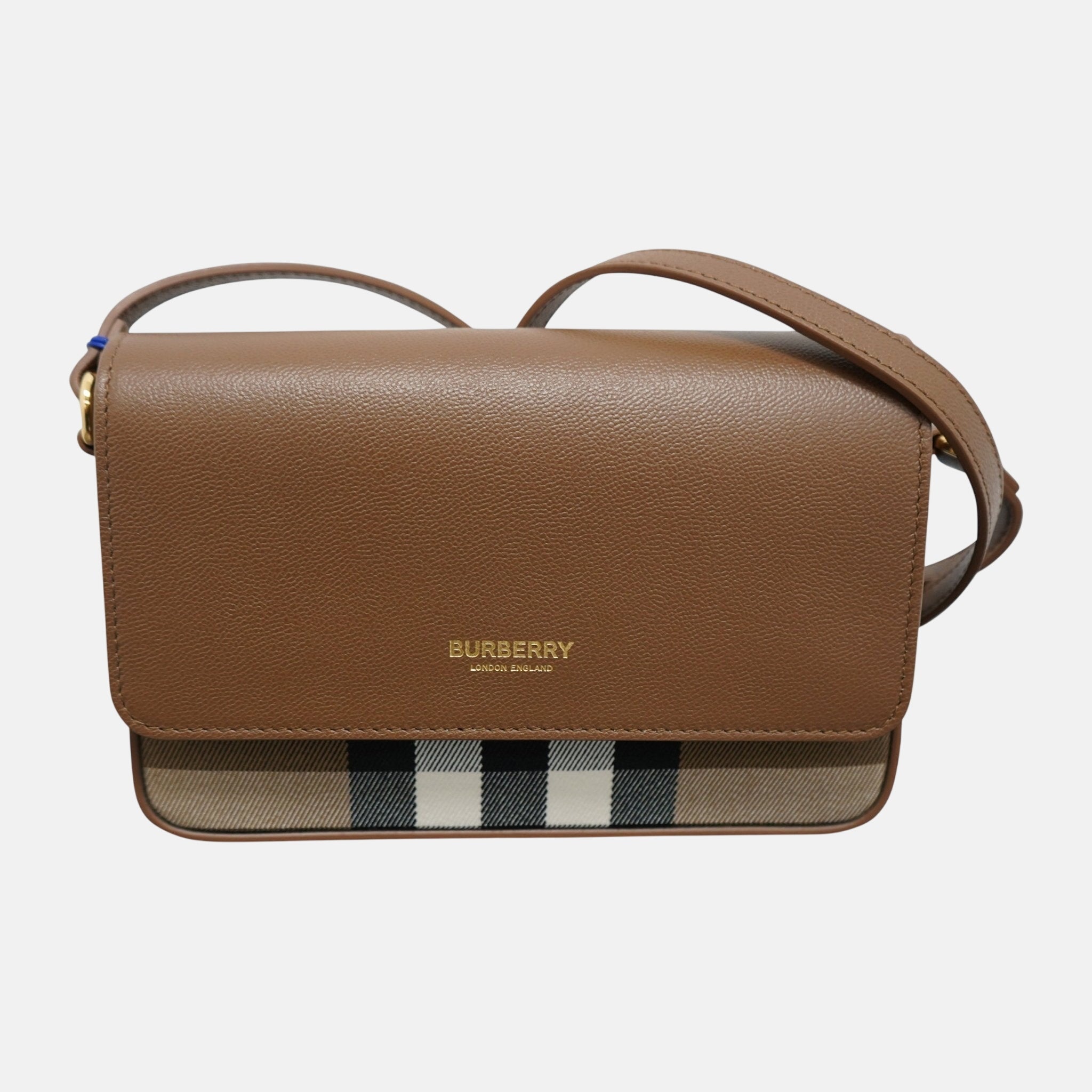 Burberry Womens 'New Hampshire' Leather Shoulder Bag Earth Brown | Studio DOS