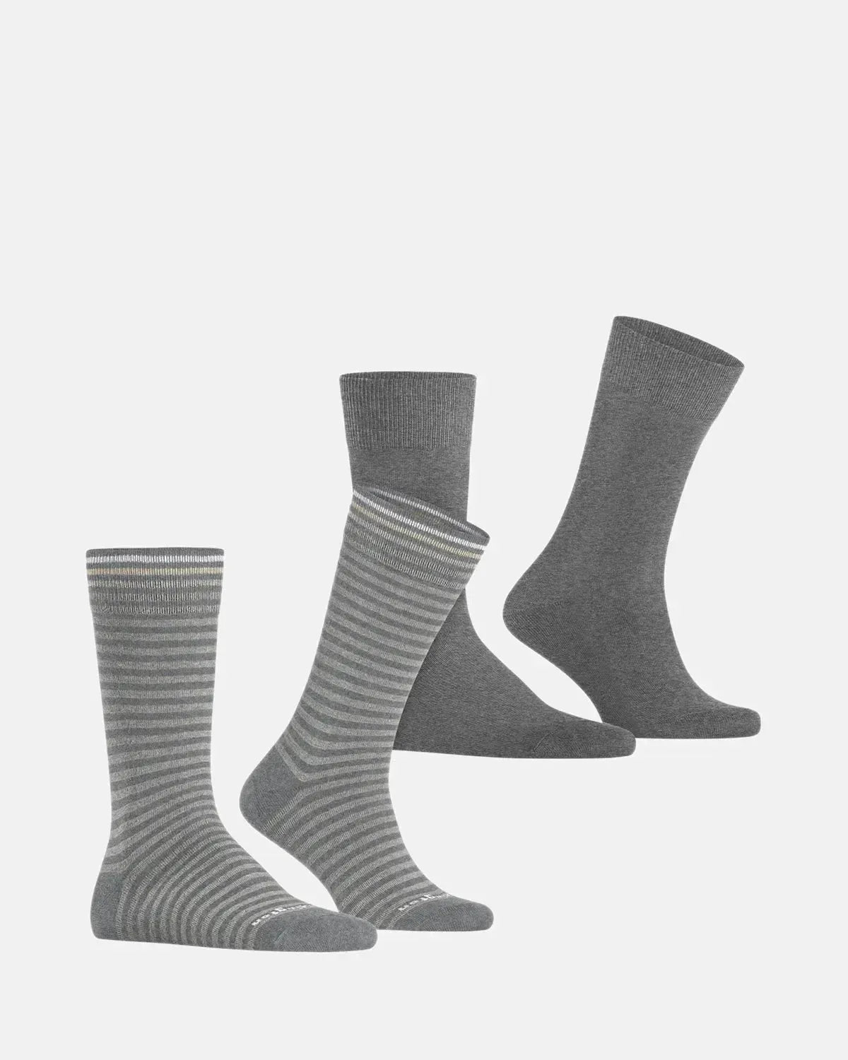 BURLINGTON MENS EVERYDAY STRIPE 2 - PACK SOCKS LIGHT GREY MELANGE | Studio DOS