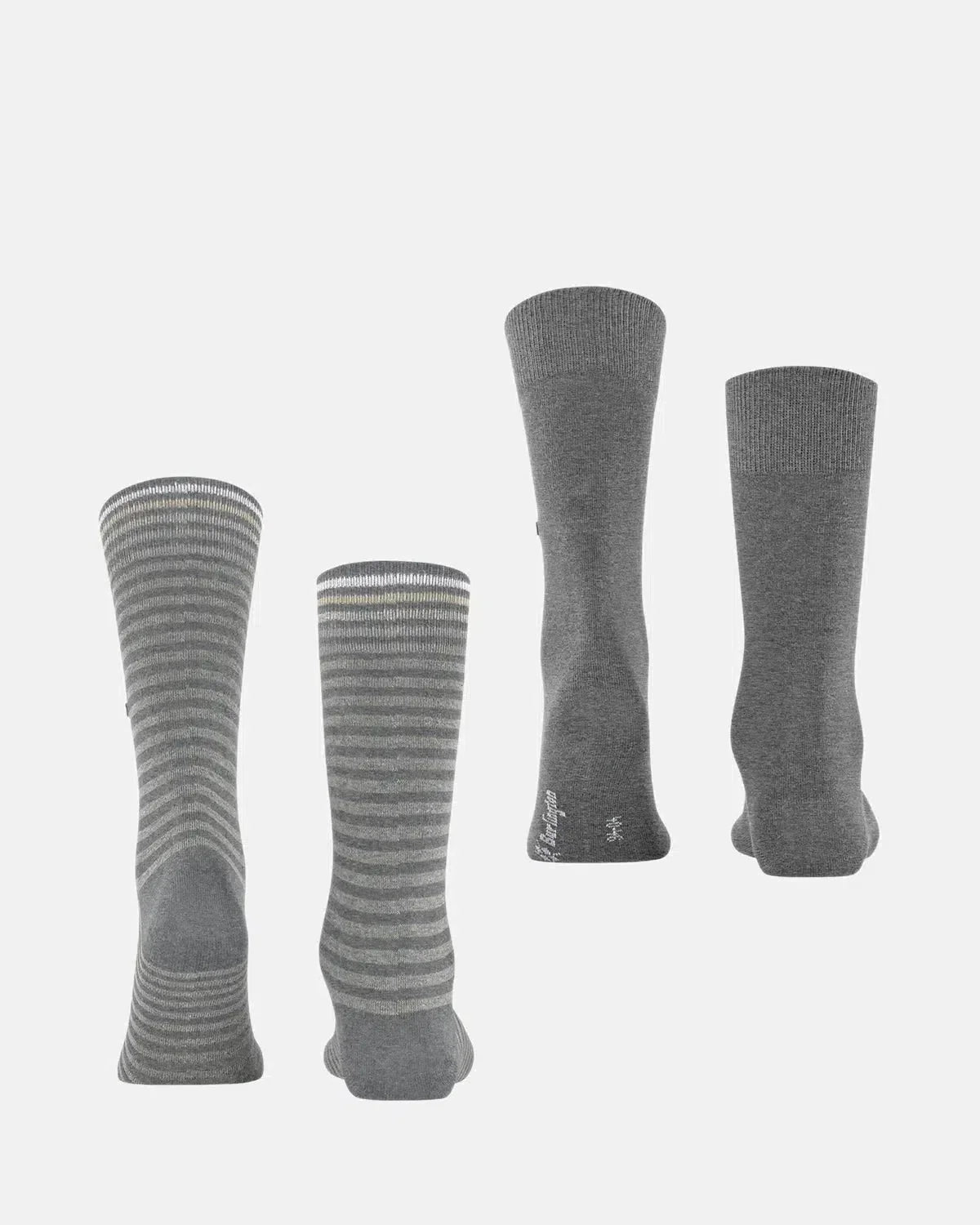 BURLINGTON MENS EVERYDAY STRIPE 2 - PACK SOCKS LIGHT GREY MELANGE | Studio DOS