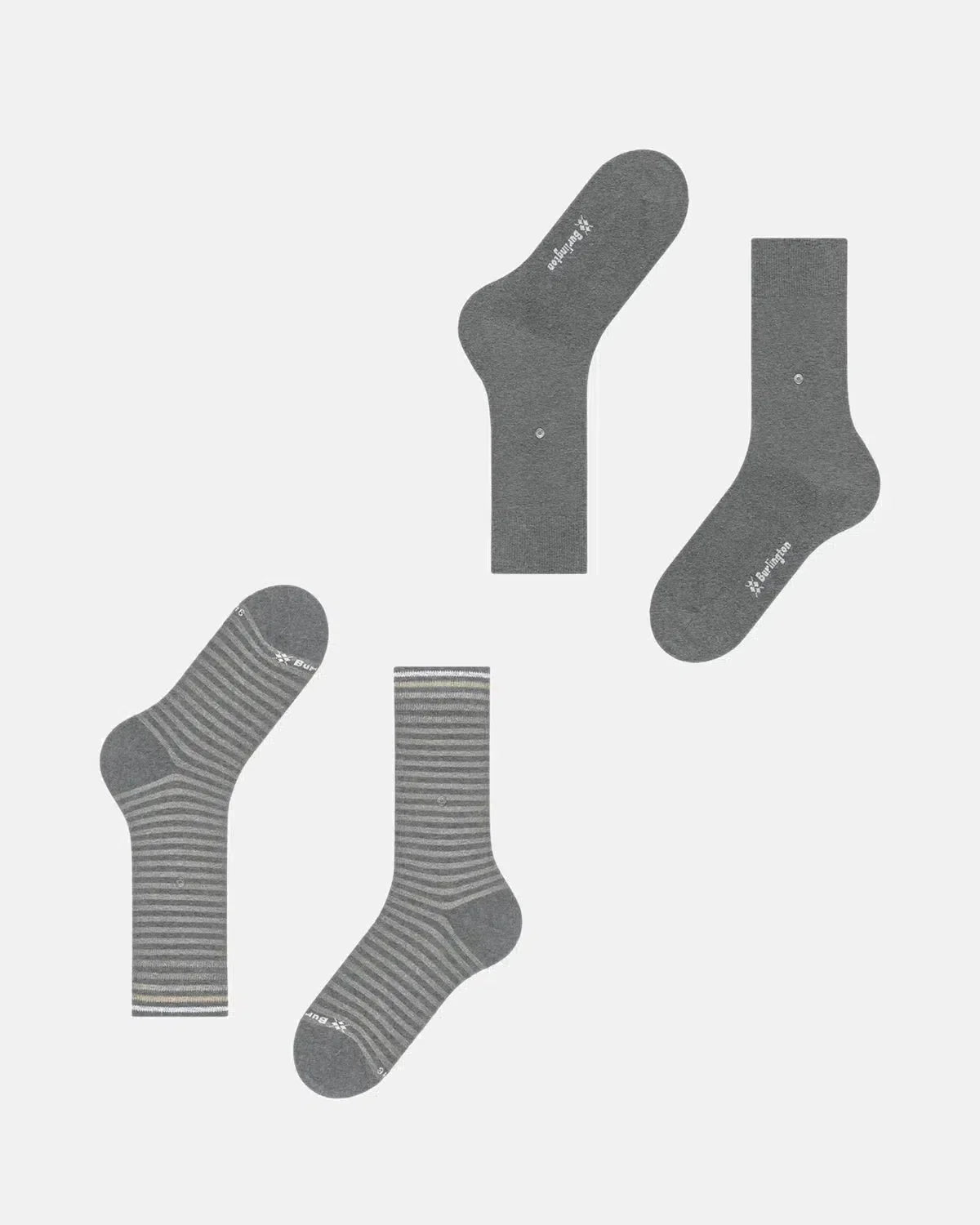 BURLINGTON MENS EVERYDAY STRIPE 2 - PACK SOCKS LIGHT GREY MELANGE | Studio DOS