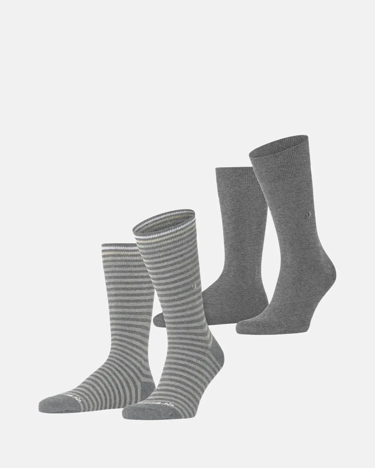 BURLINGTON MENS EVERYDAY STRIPE 2 - PACK SOCKS LIGHT GREY MELANGE | Studio DOS