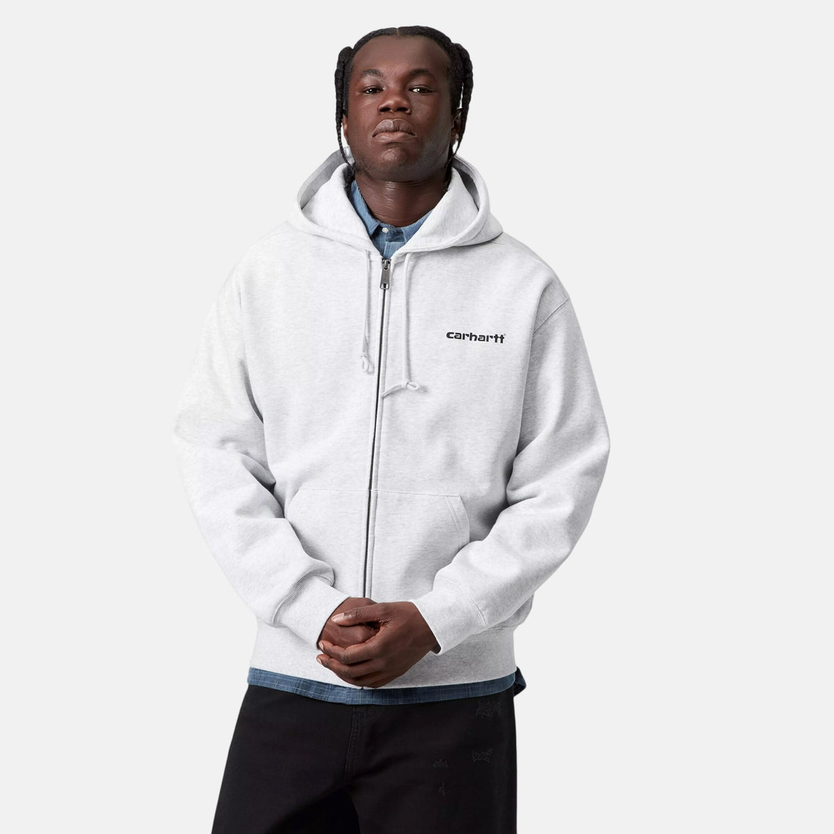 Carhartt WIP Mens Hooded Archive Lines Sweatshirt Jacket Ash Heather | Studio DOS