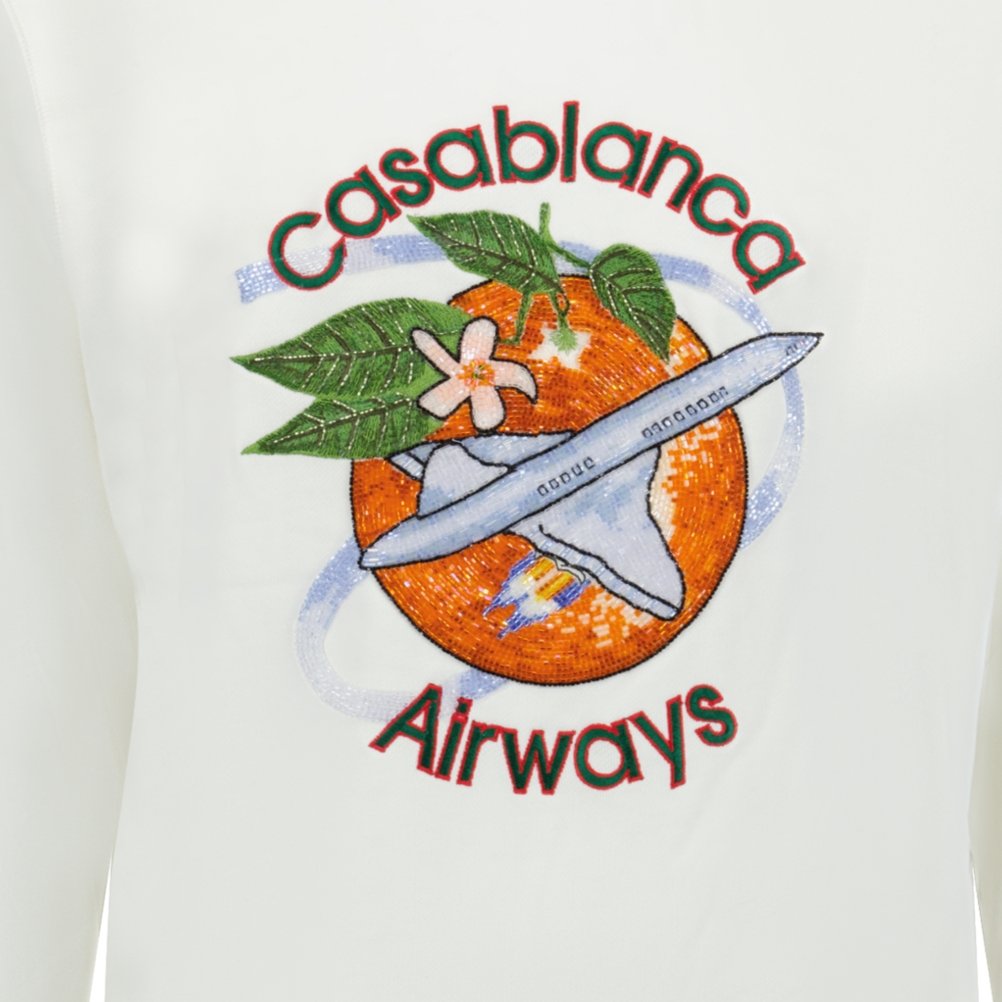 Casablanca Orbite Autour De L'Orange Beaded Sweatshirt White | Studio DOS