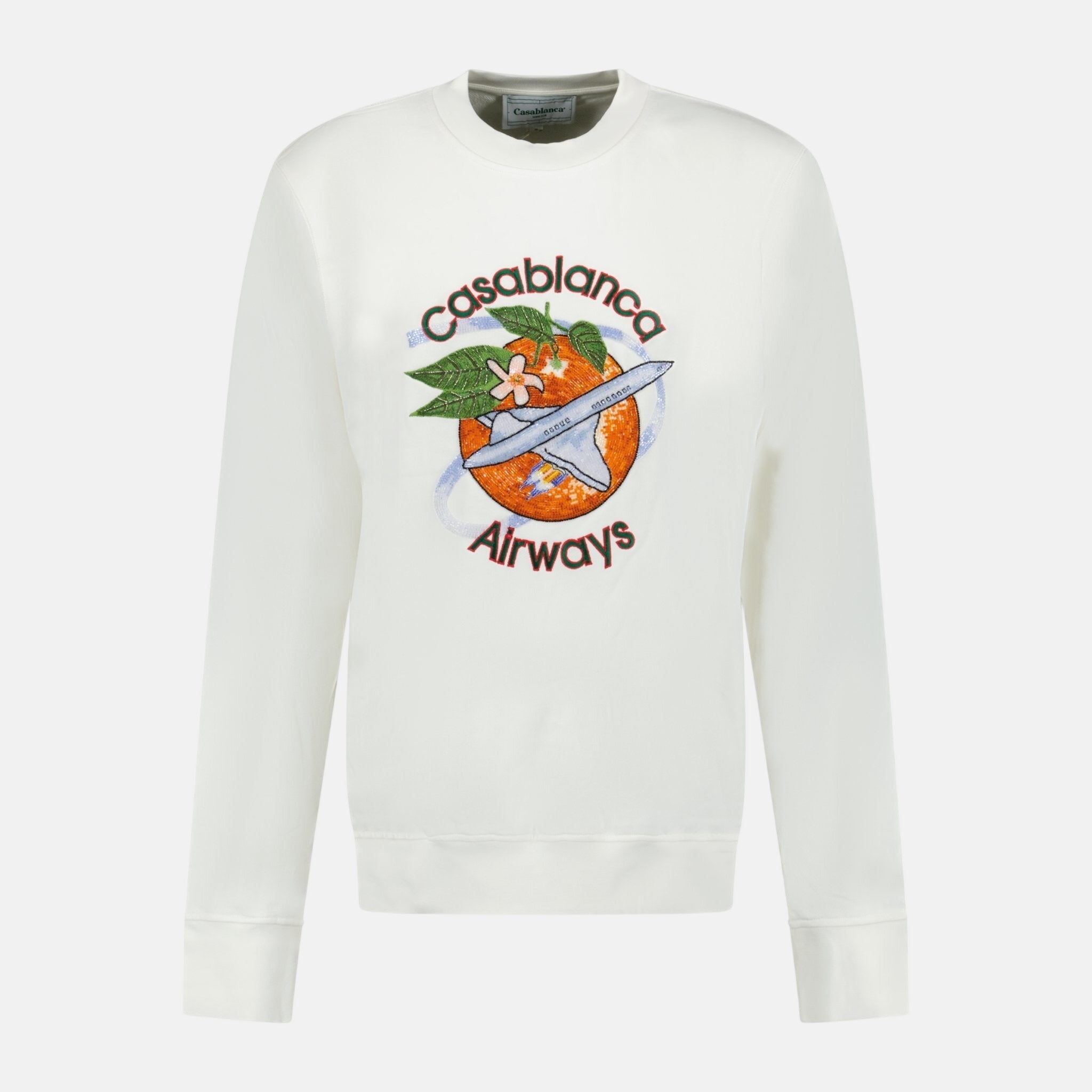 Casablanca Orbite Autour De L'Orange Beaded Sweatshirt White | Studio DOS