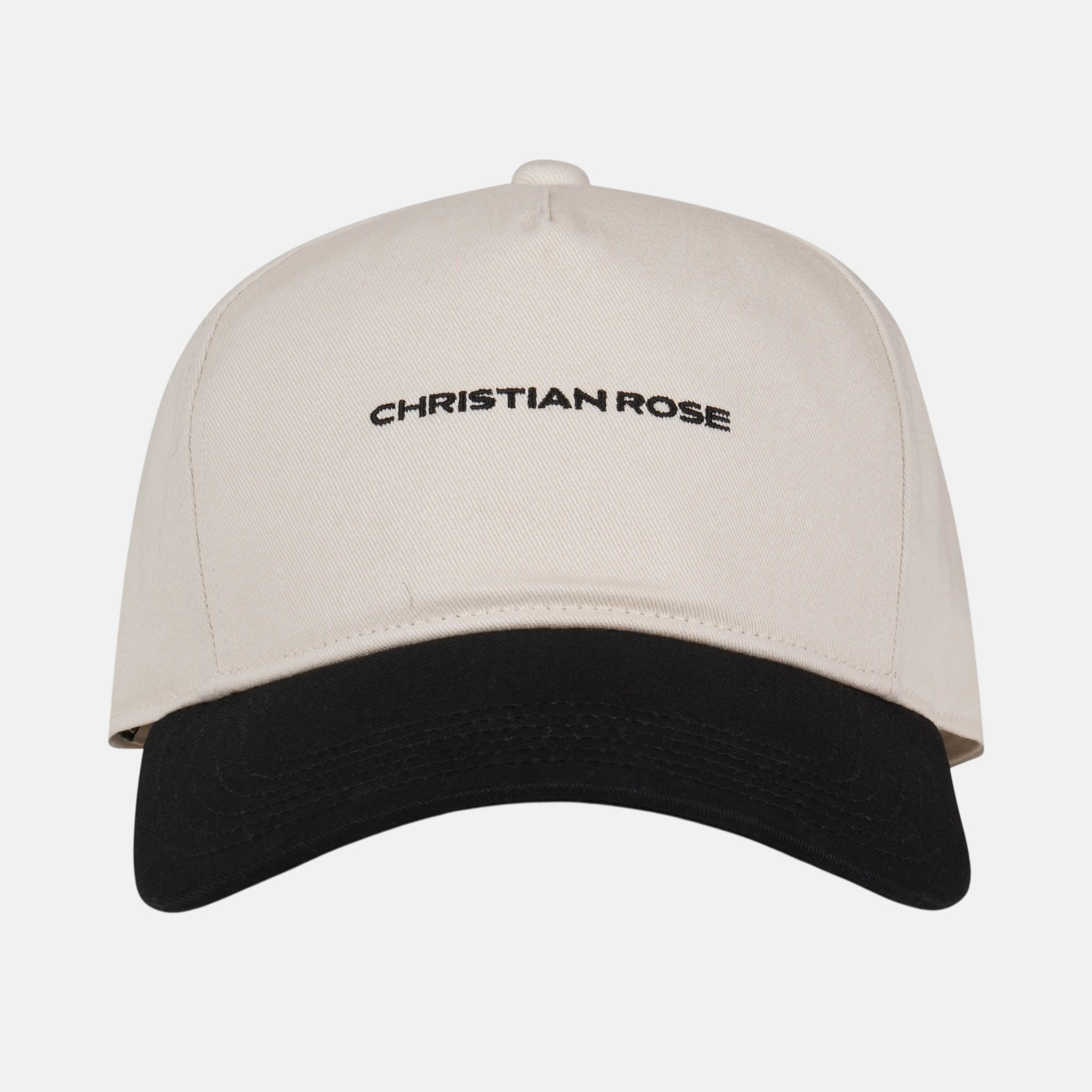 Christian Rose Contrast Unstructured Trucker Cap White Black | Studio DOS