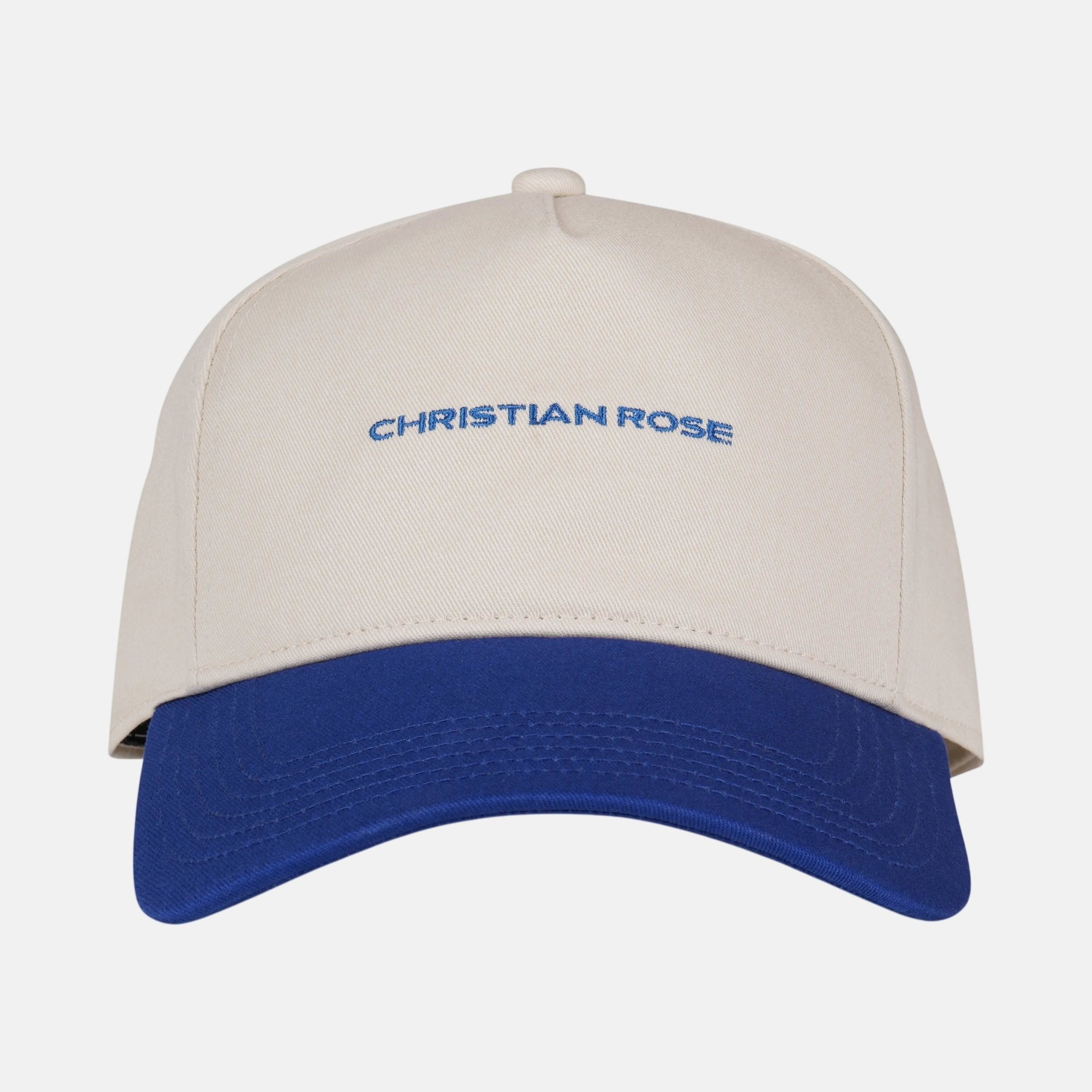 Christian Rose Contrast Unstructured Trucker Cap White Blue | Studio DOS