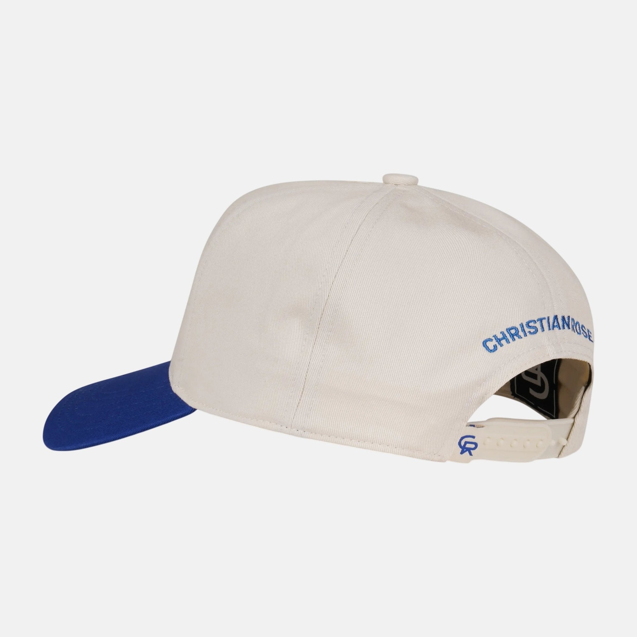 Christian Rose Contrast Unstructured Trucker Cap White Blue | Studio DOS