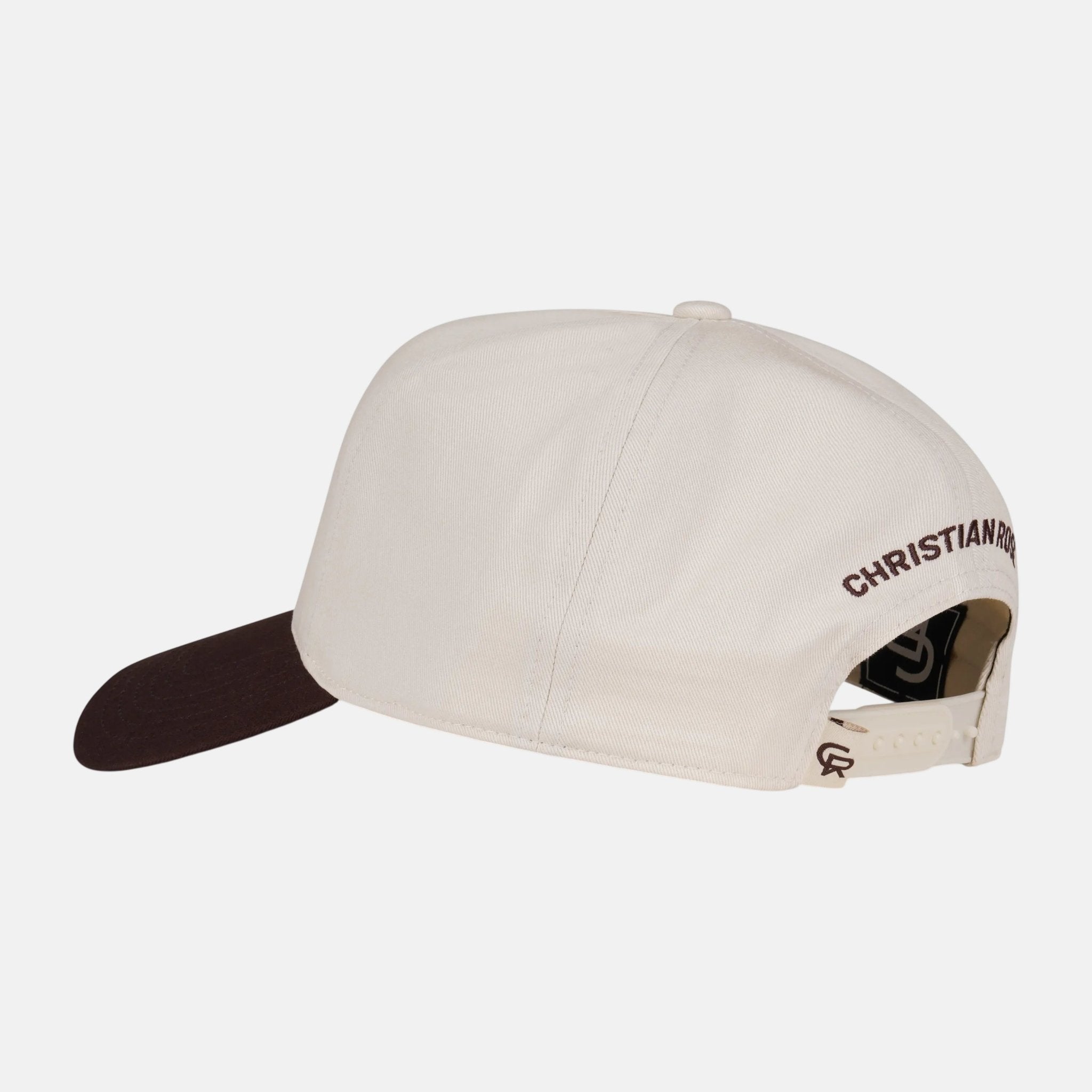 Christian Rose Contrast Unstructured Trucker Cap White Brown | Studio DOS