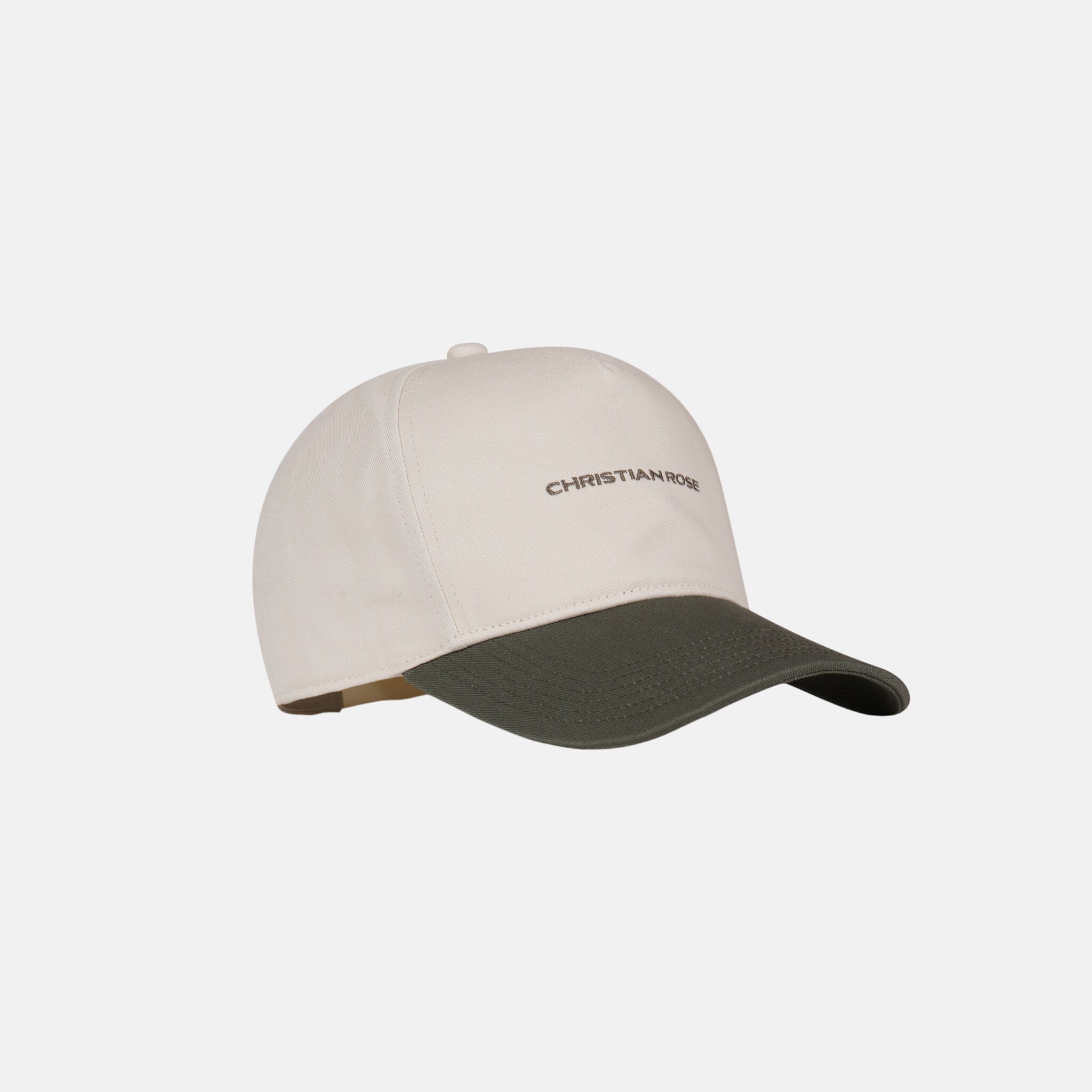 Christian Rose Contrast Unstructured Trucker Cap White Olive | Studio DOS