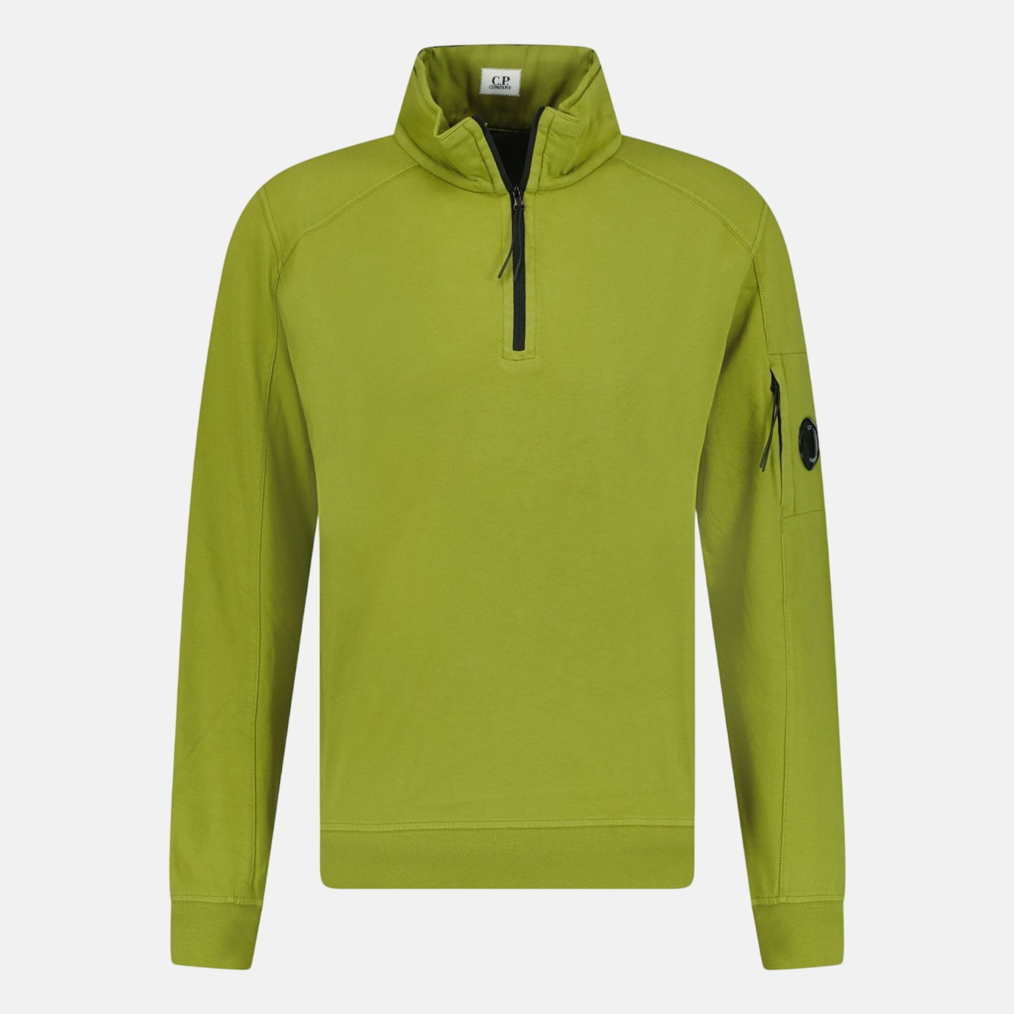 CP Company 1/4 Zip Light Fleece Lens Sweatshirt Olive | Studio DOS