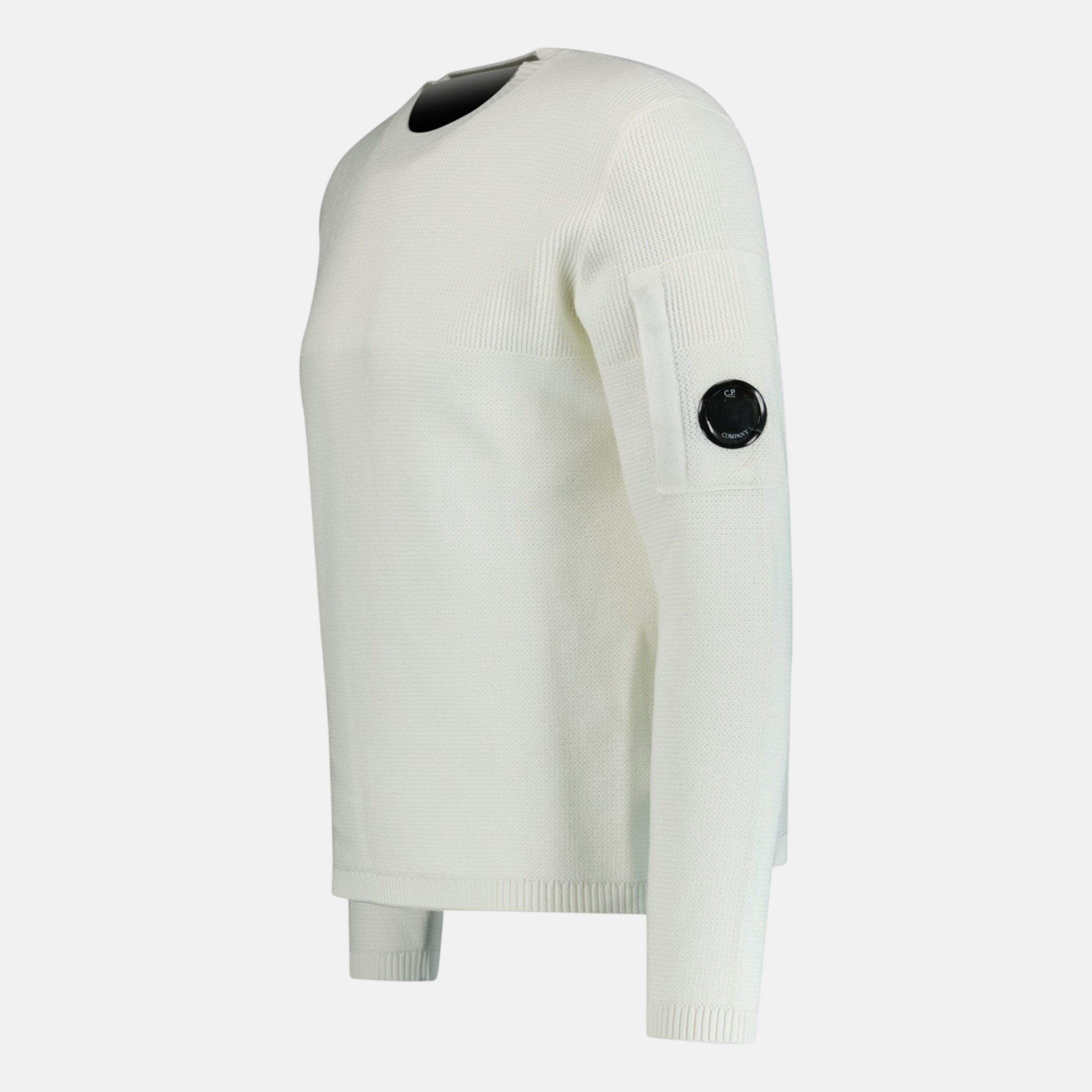 CP Company Arm Lens Knitted Sweatshirt White | Studio DOS