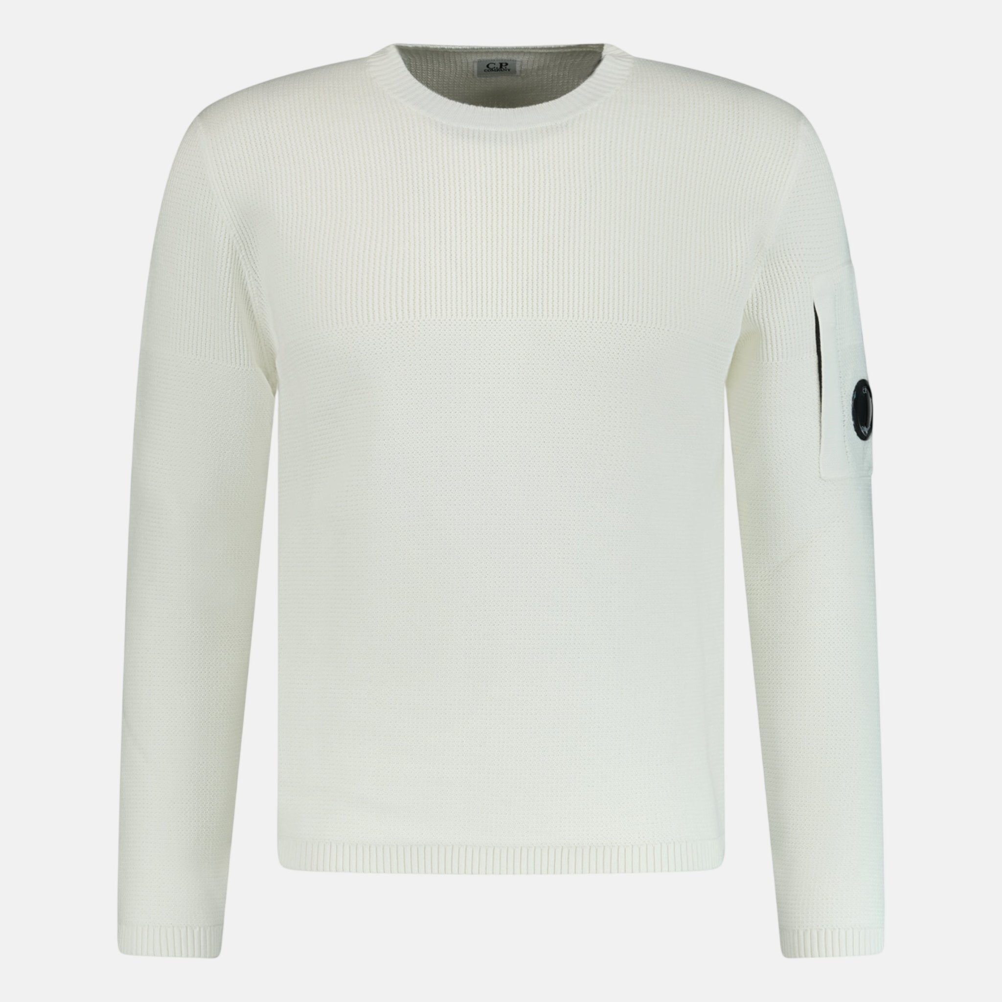 CP Company Arm Lens Knitted Sweatshirt White | Studio DOS