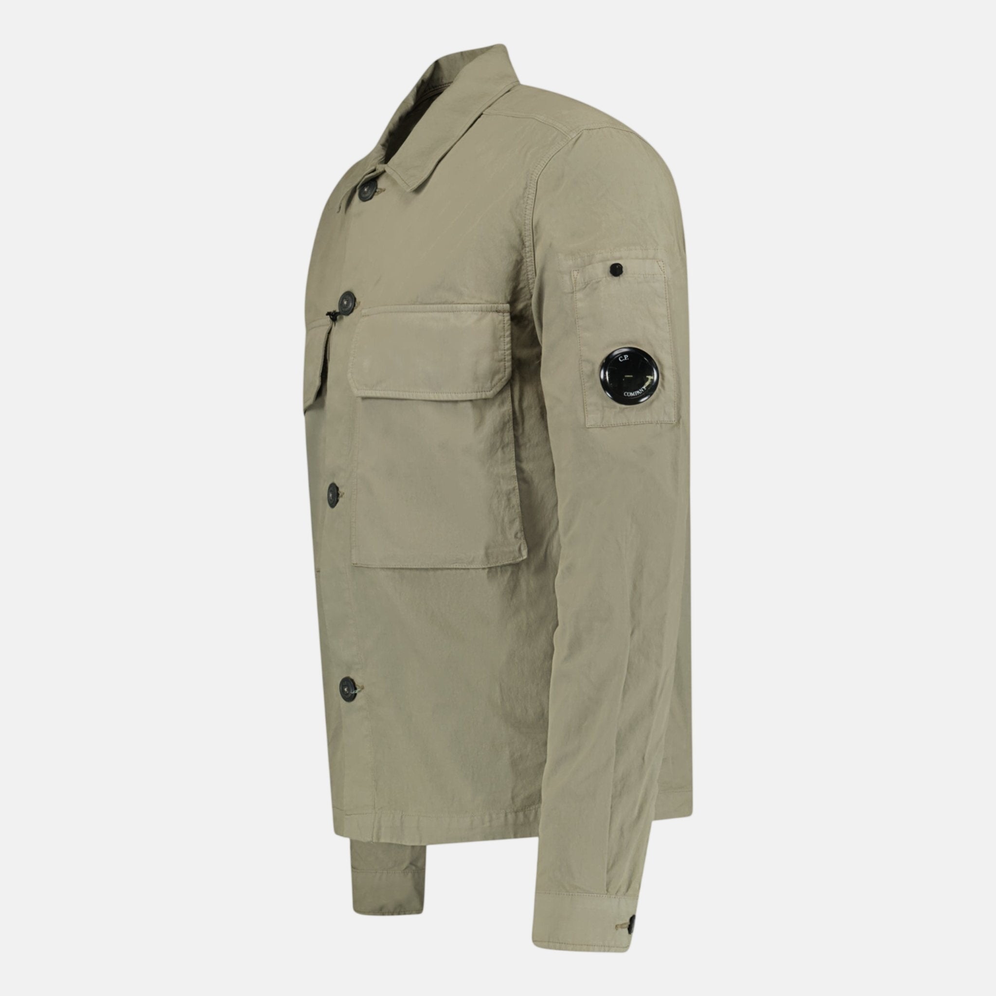 CP Company Button Up Lens Overshirt Light Khaki | Studio DOS
