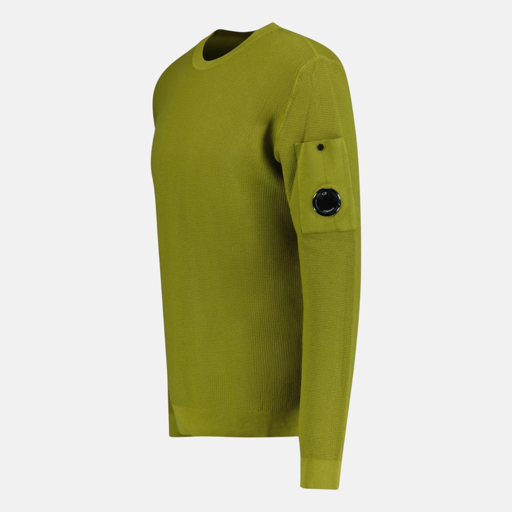 CP Company Crepe Arm Lens Knitted Jumper Olive | Studio DOS